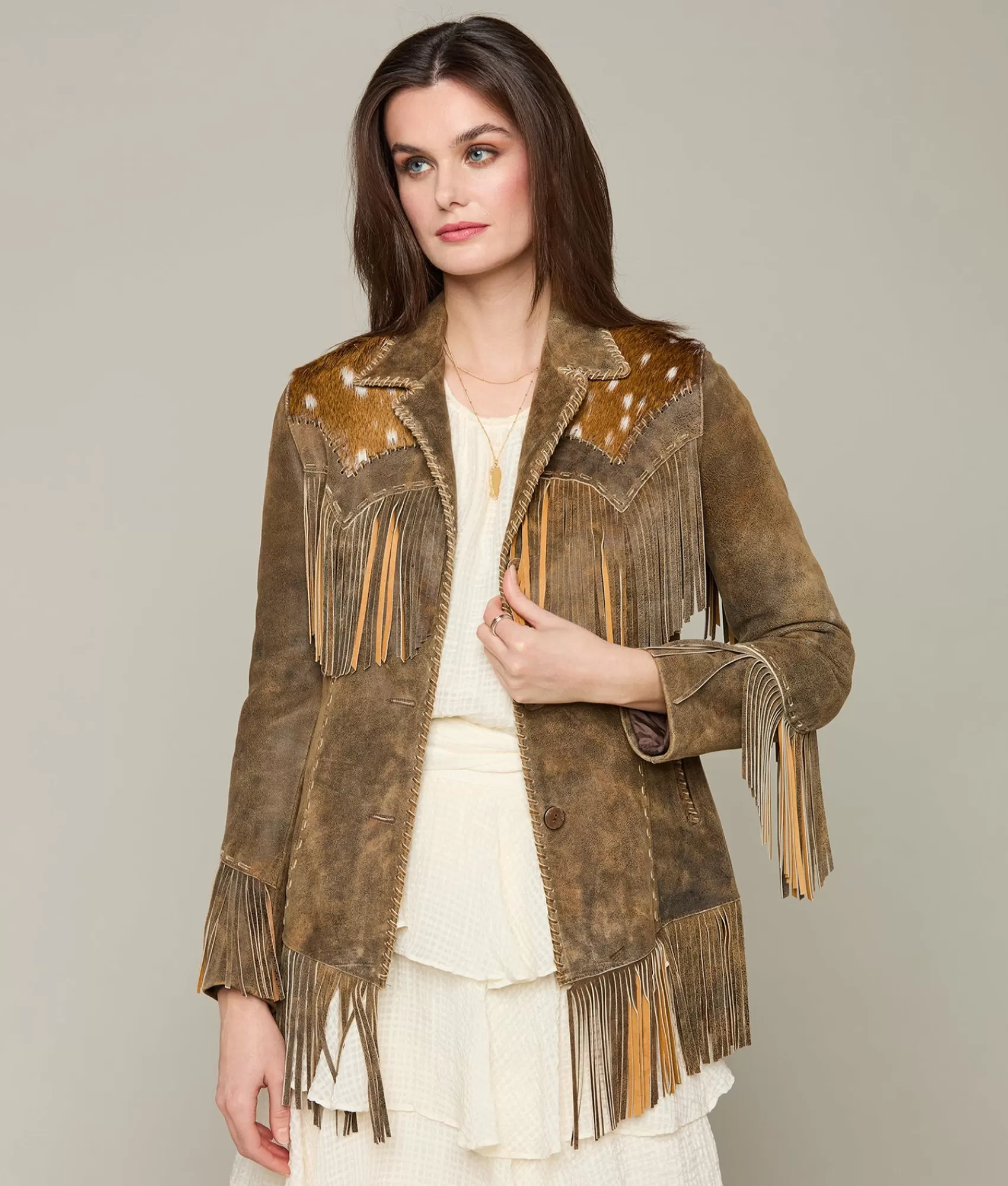 Lucchese Outerwear | Axis Fringe Jacket Whiskey