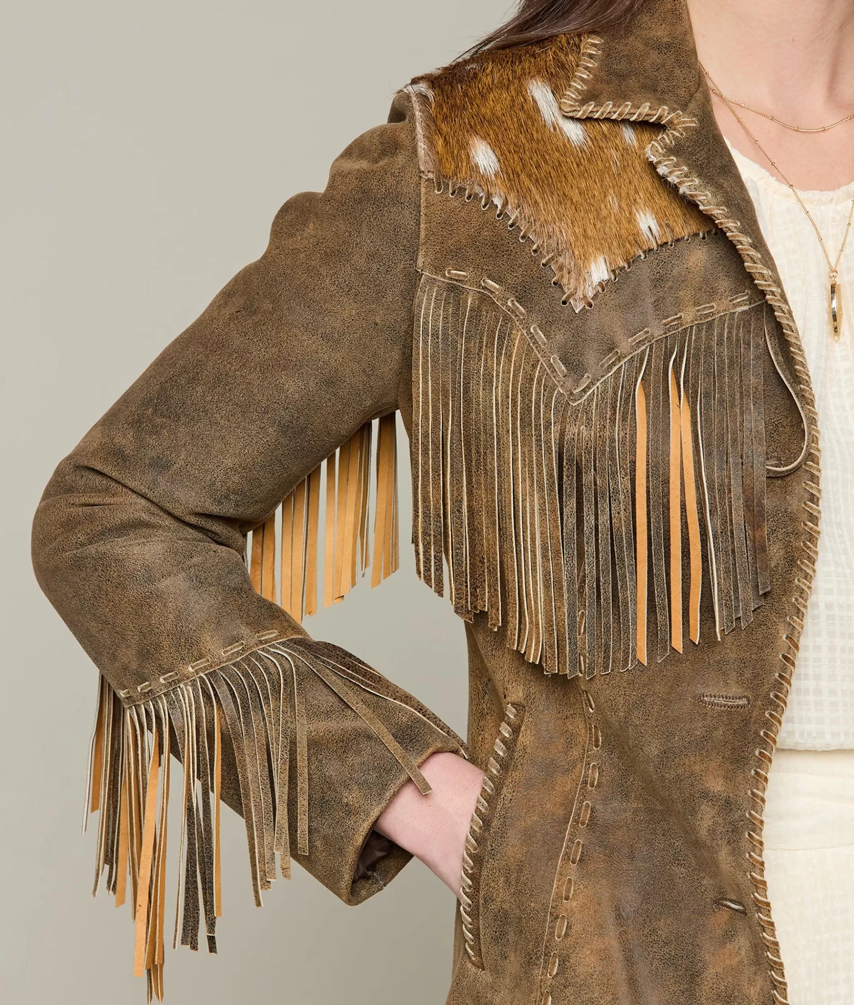 Lucchese Outerwear | Axis Fringe Jacket Whiskey