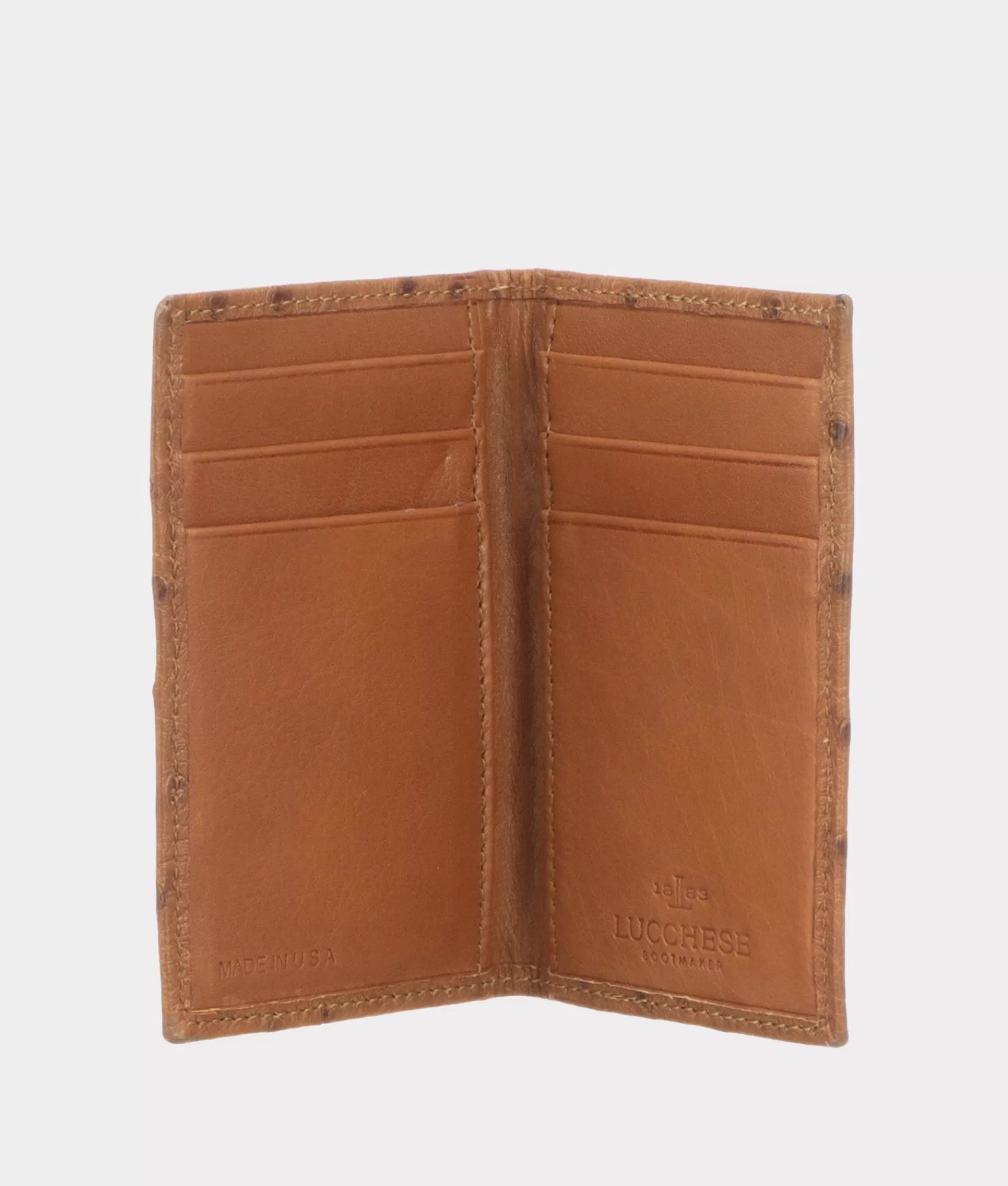 Lucchese Small Leather Goods | Small Leather Goods | Bifold Wallet – Ostrich Cognac