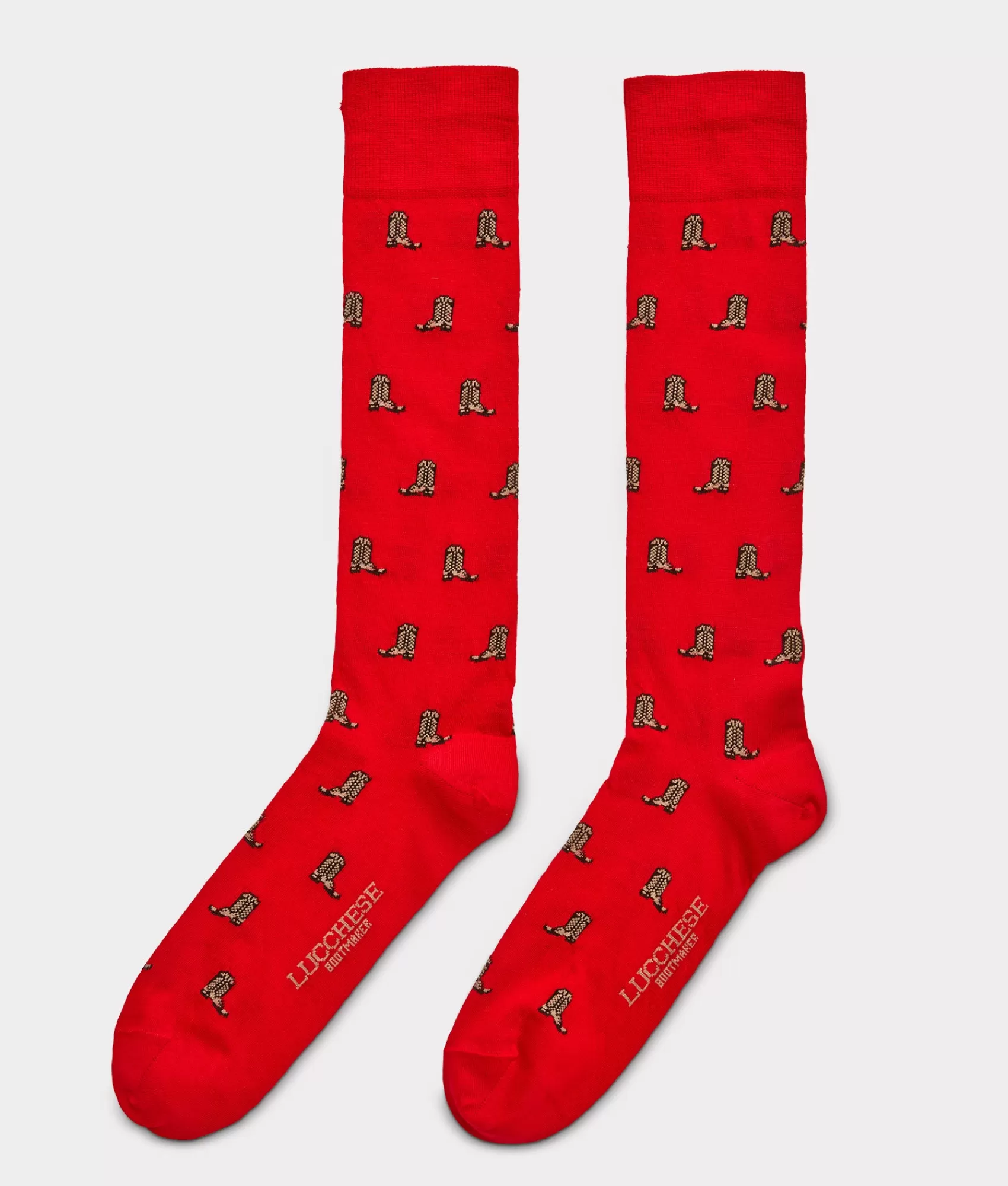 Lucchese Socks | Boot Print Dress Socks Red