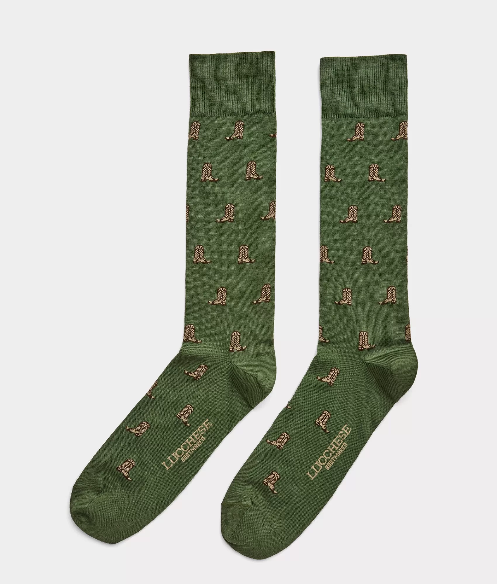 Lucchese Socks | Boot Print Dress Socks Pine