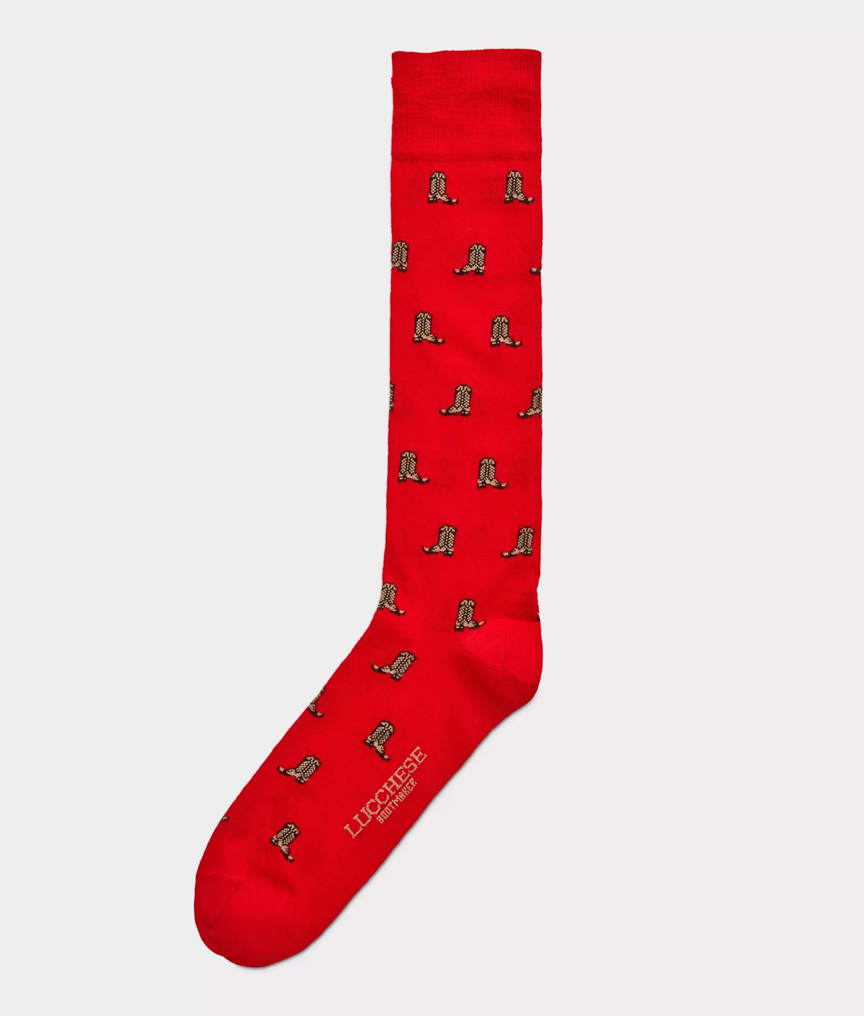 Lucchese Socks | Boot Print Dress Socks Red