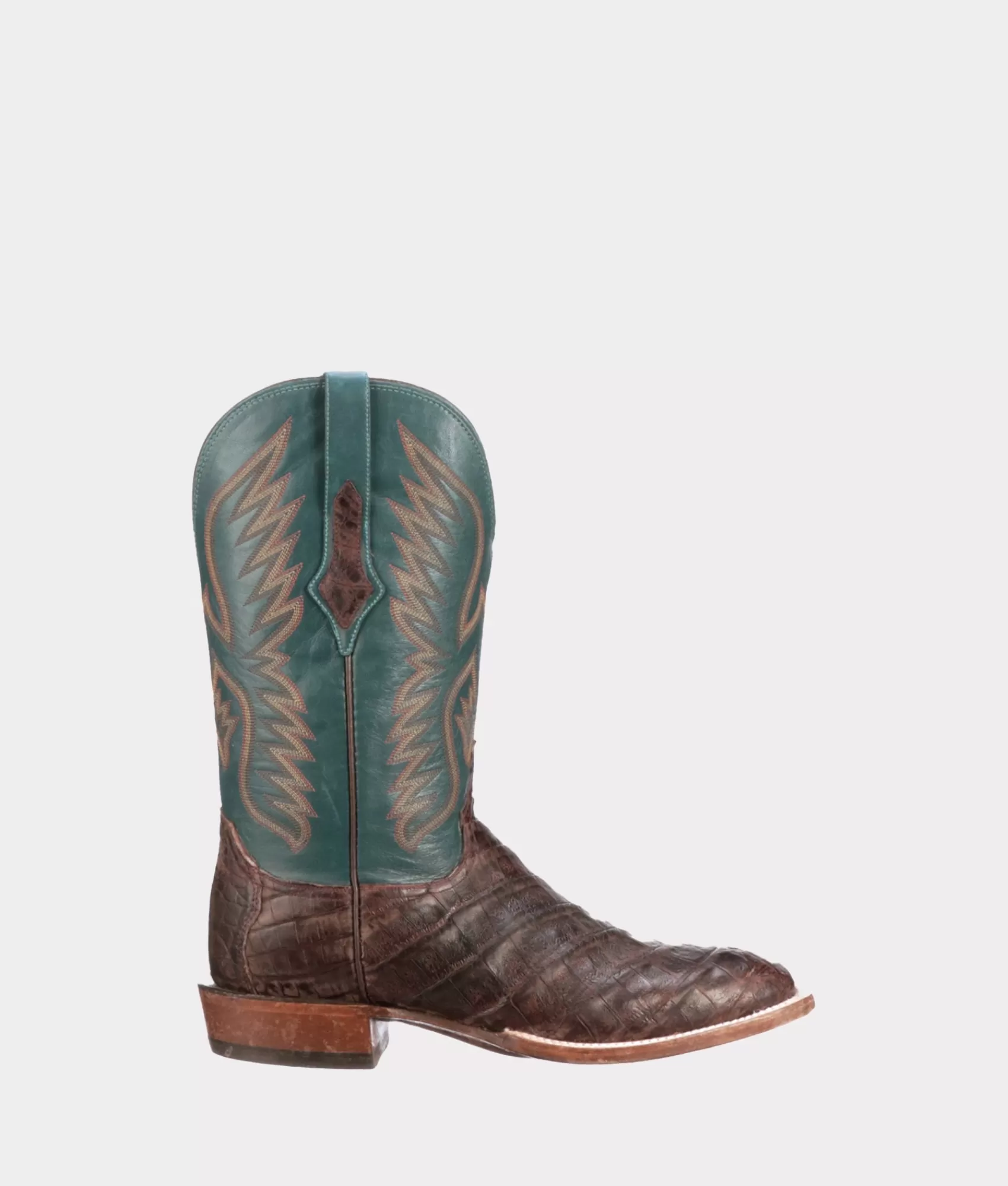 Lucchese Horseman | Cowboy | Bryan Exotic Distressed BarrelBrown+Teal