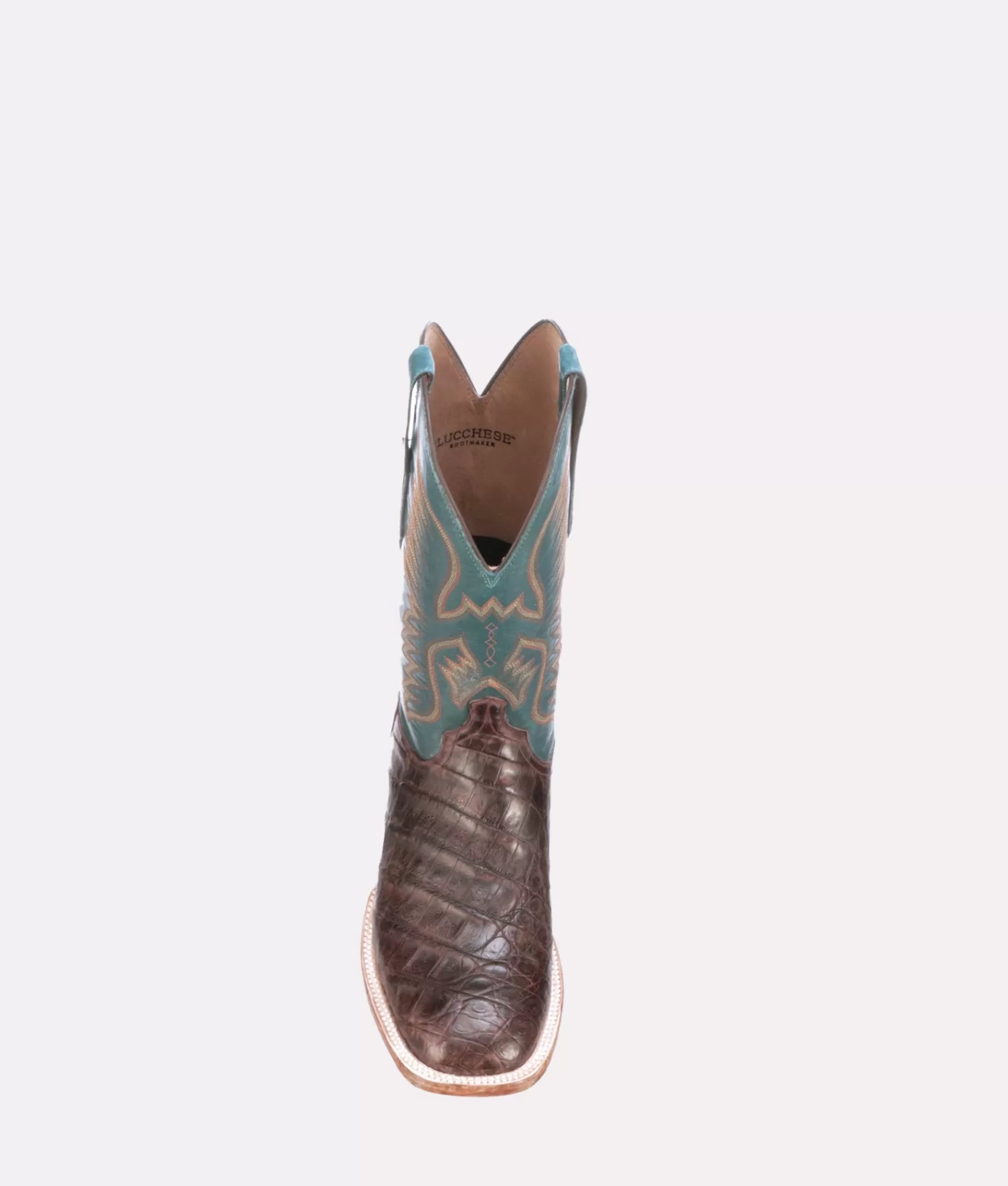 Lucchese Horseman | Cowboy | Bryan Exotic Distressed BarrelBrown+Teal