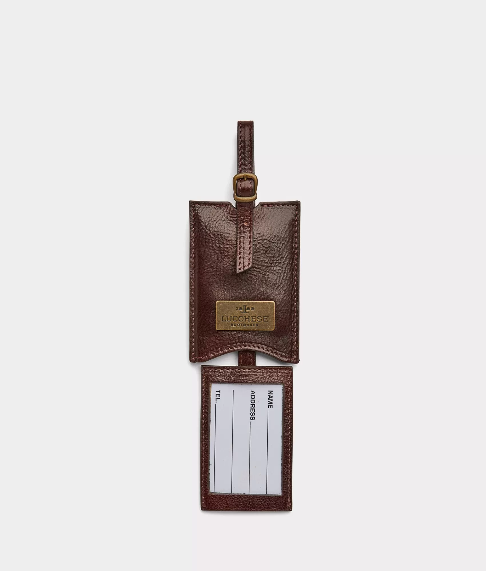Lucchese Small Leather Goods | Cosimo Luggage Tag Chocolate
