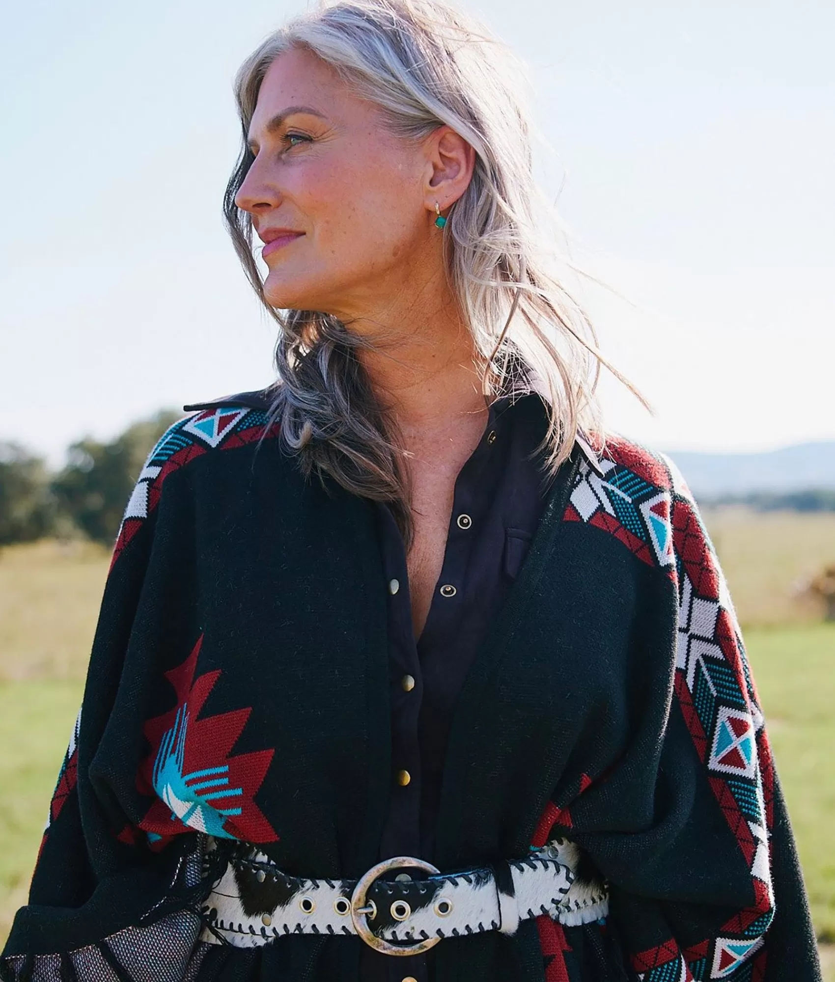 Lucchese Belts | Cowhide Belt Black/White