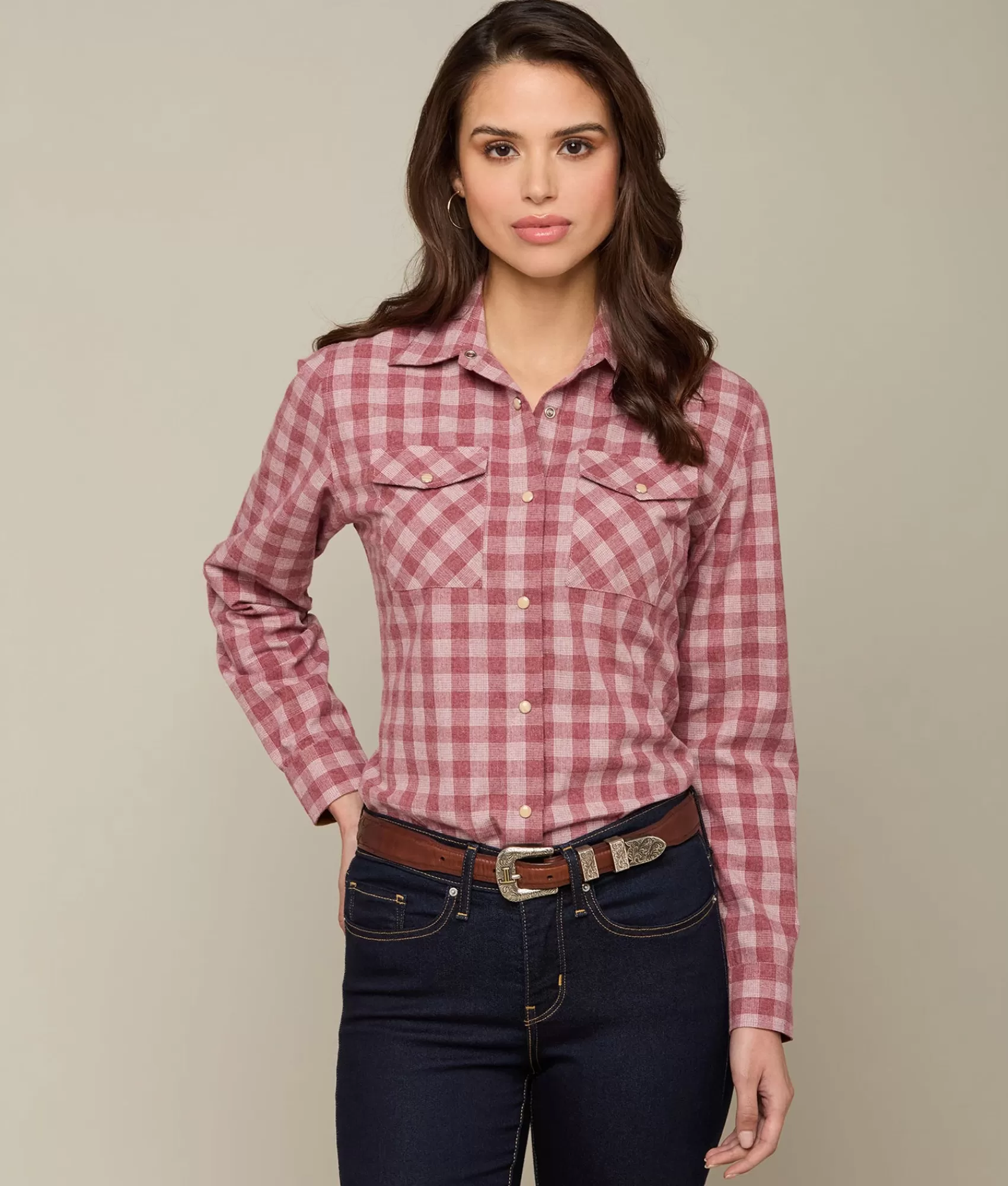 Lucchese Tops | Creede Flannel Cranberry