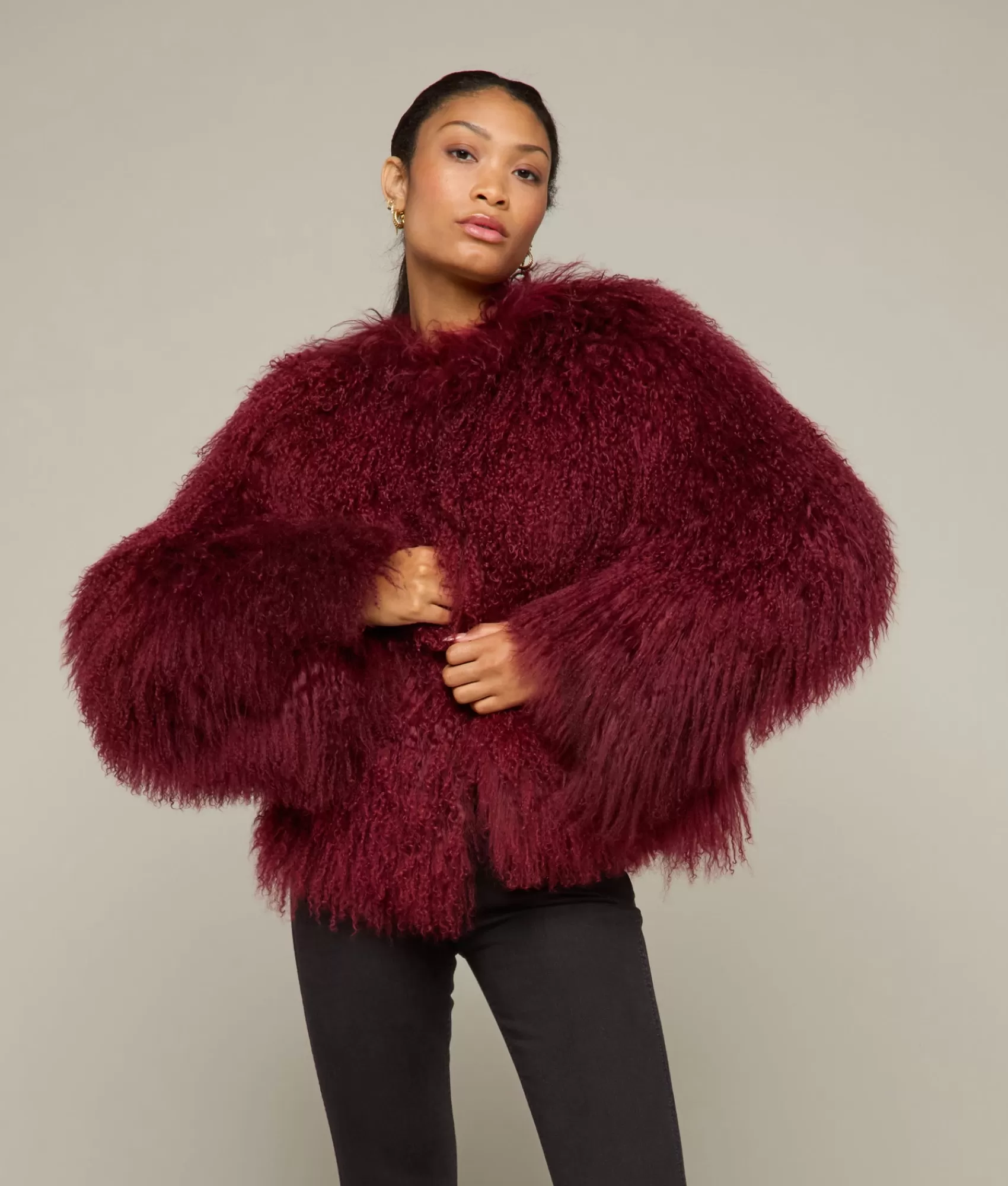 Lucchese Furs | Outerwear | Curly Shearling Jacket Oxblood