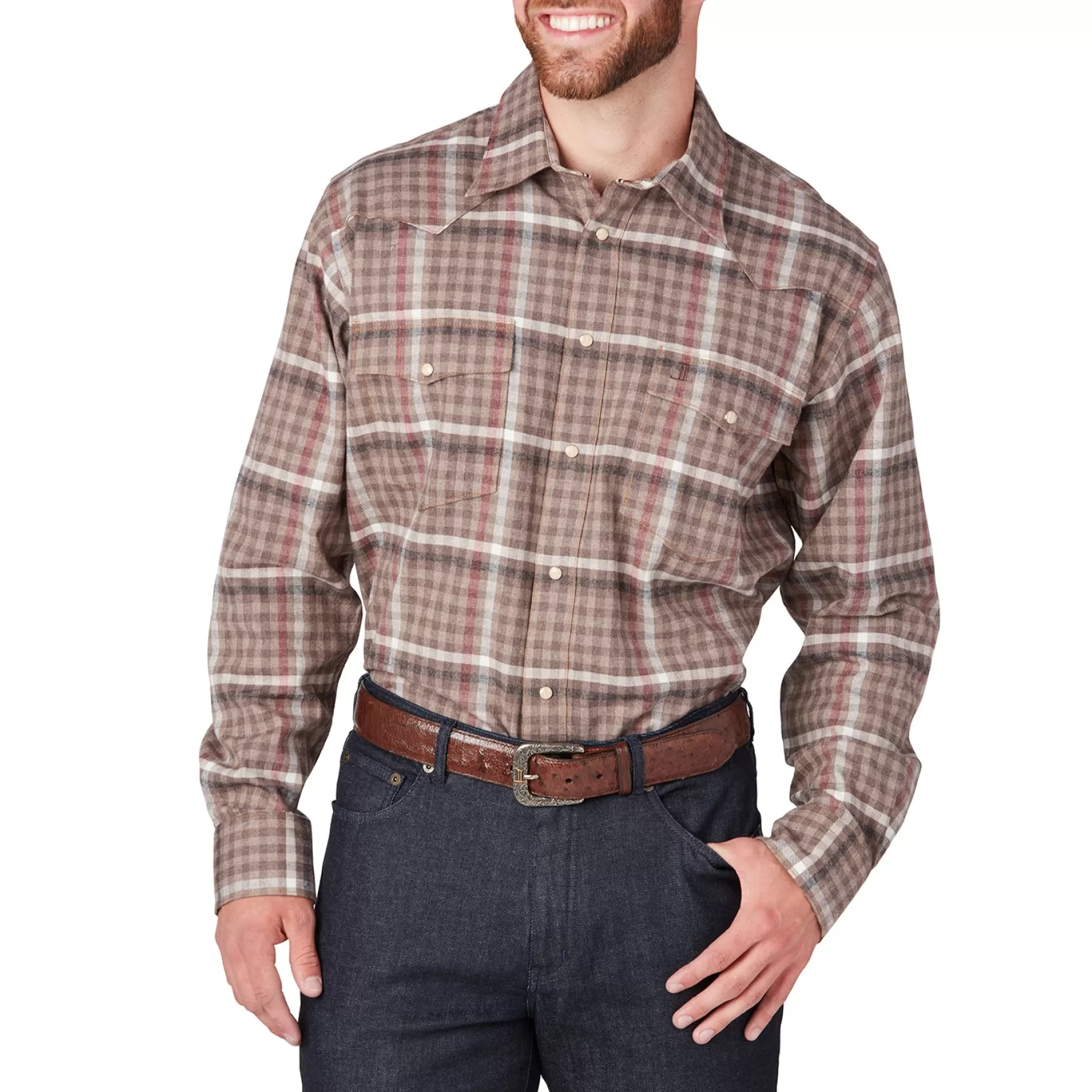 Lucchese Tops | Denver Flannel Brown/Burgundy