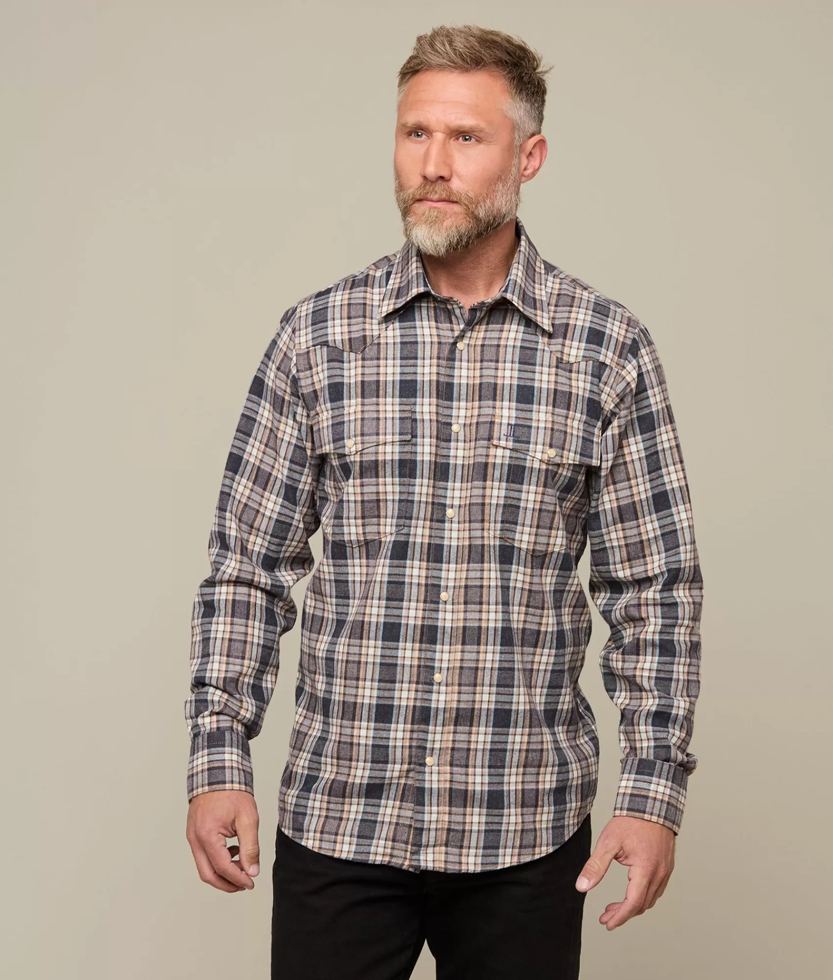 Lucchese Tops | Denver Flannel Blue/Brown