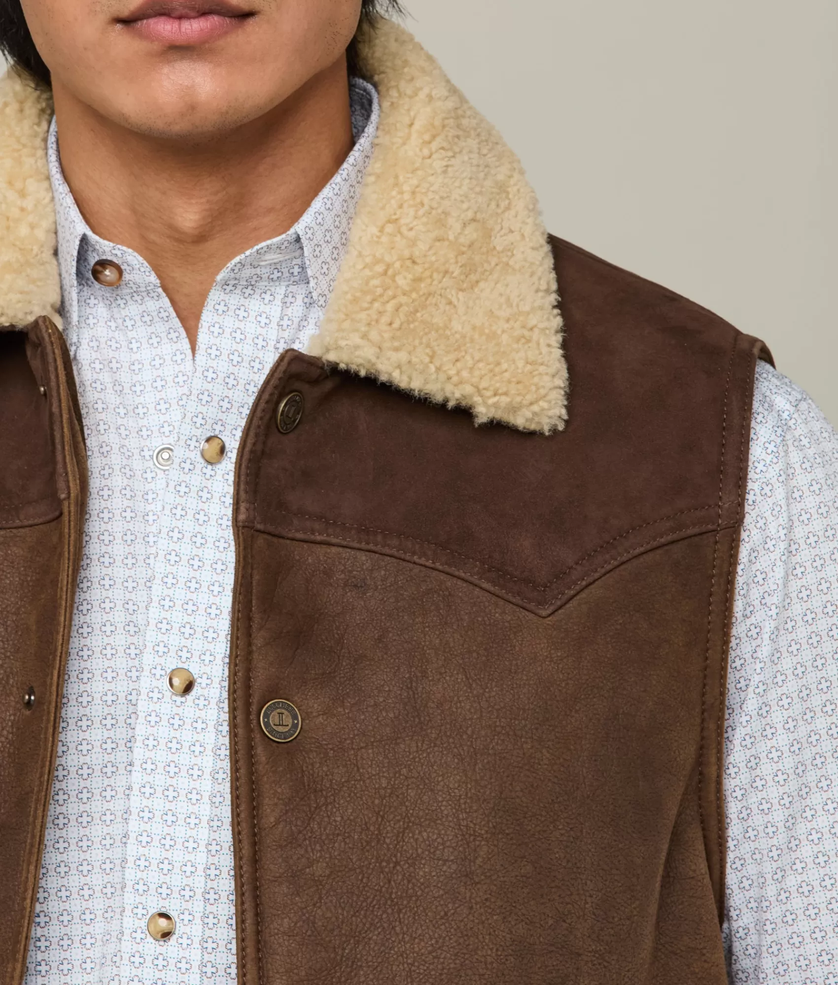 Lucchese Outerwear | Dustin Yoked Shearling Vest Brown