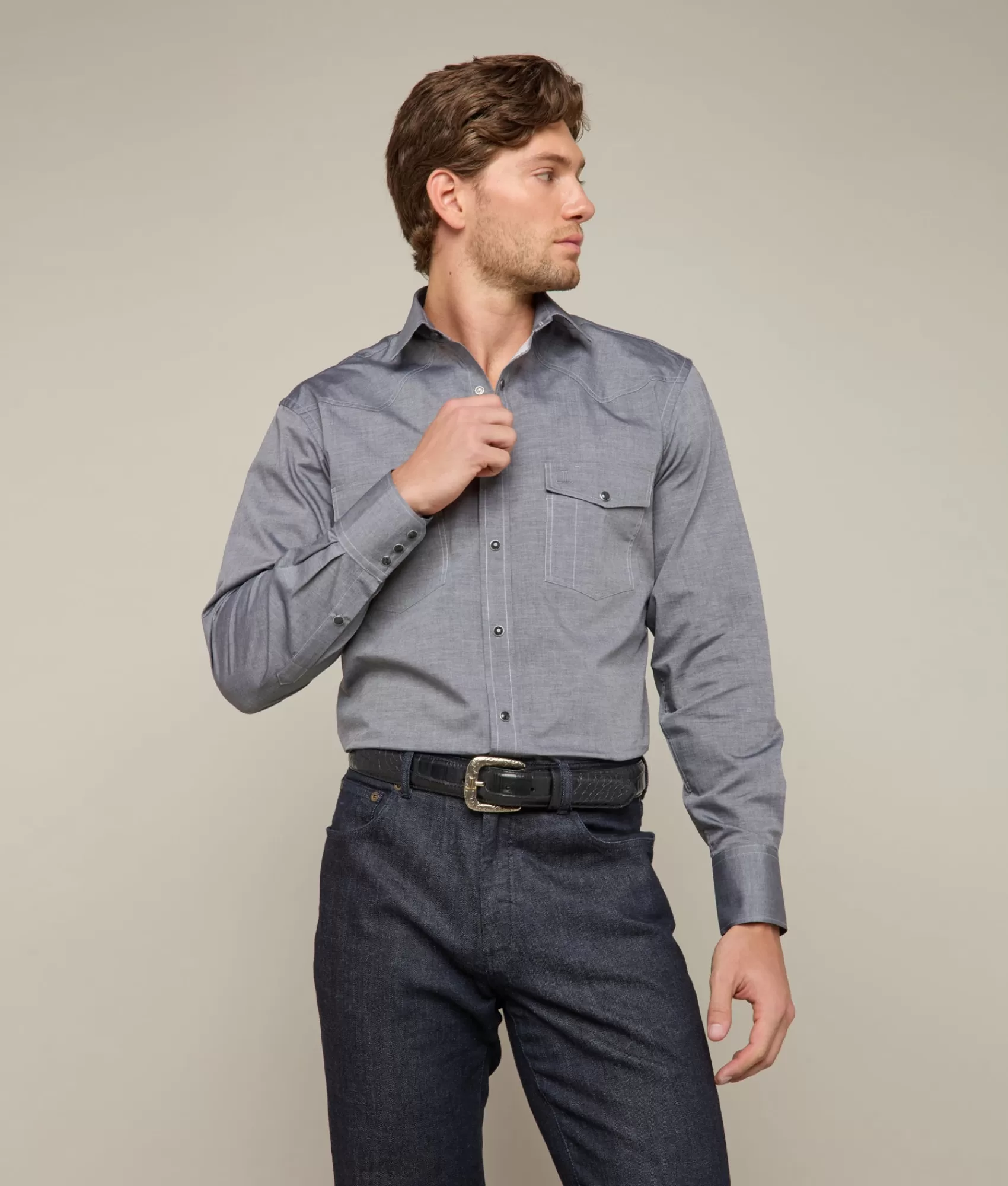 Lucchese Tops | El Paso Plaids GraphiteGrey