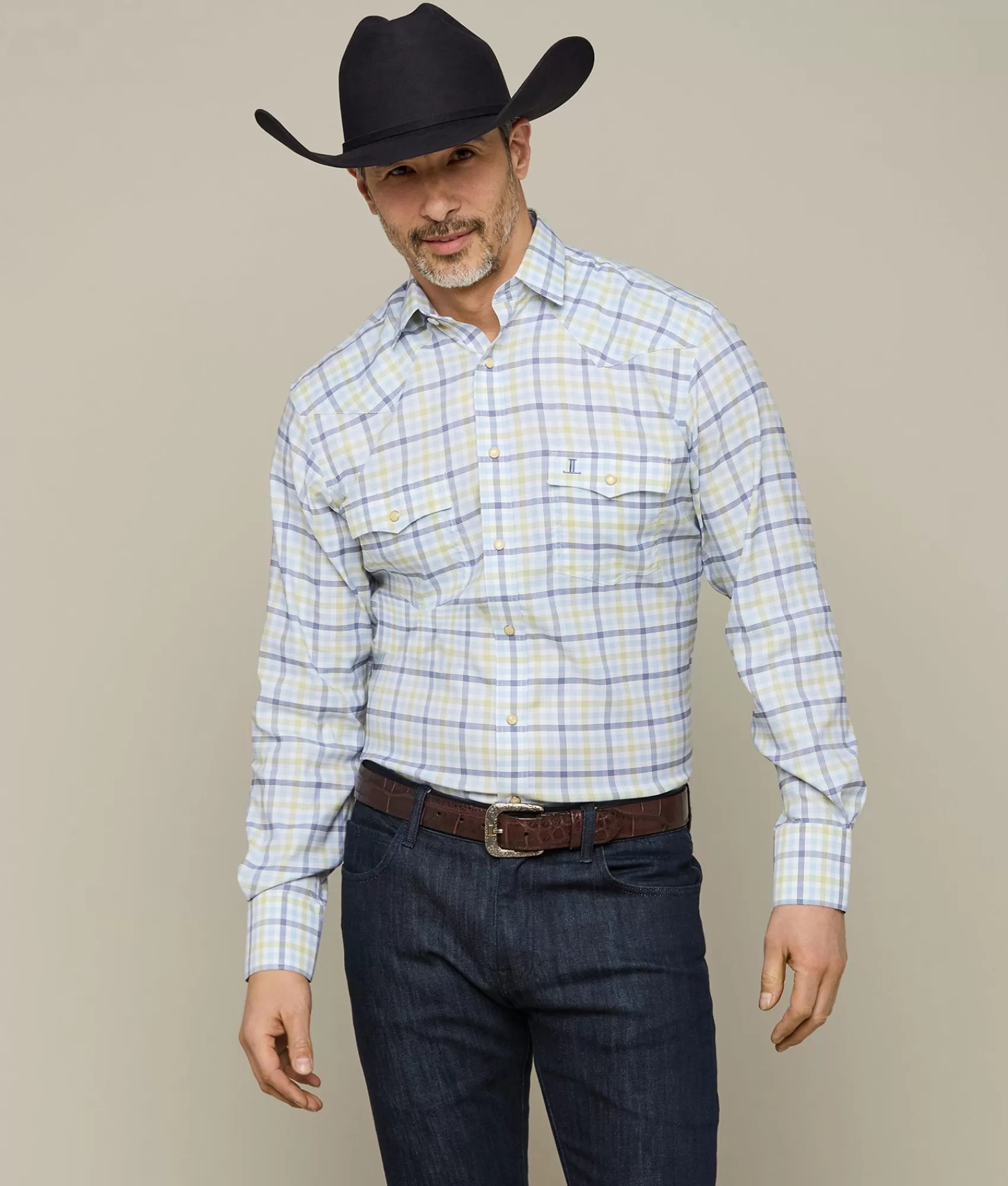 Lucchese Tops | El Paso Plaids EmeraldBlue