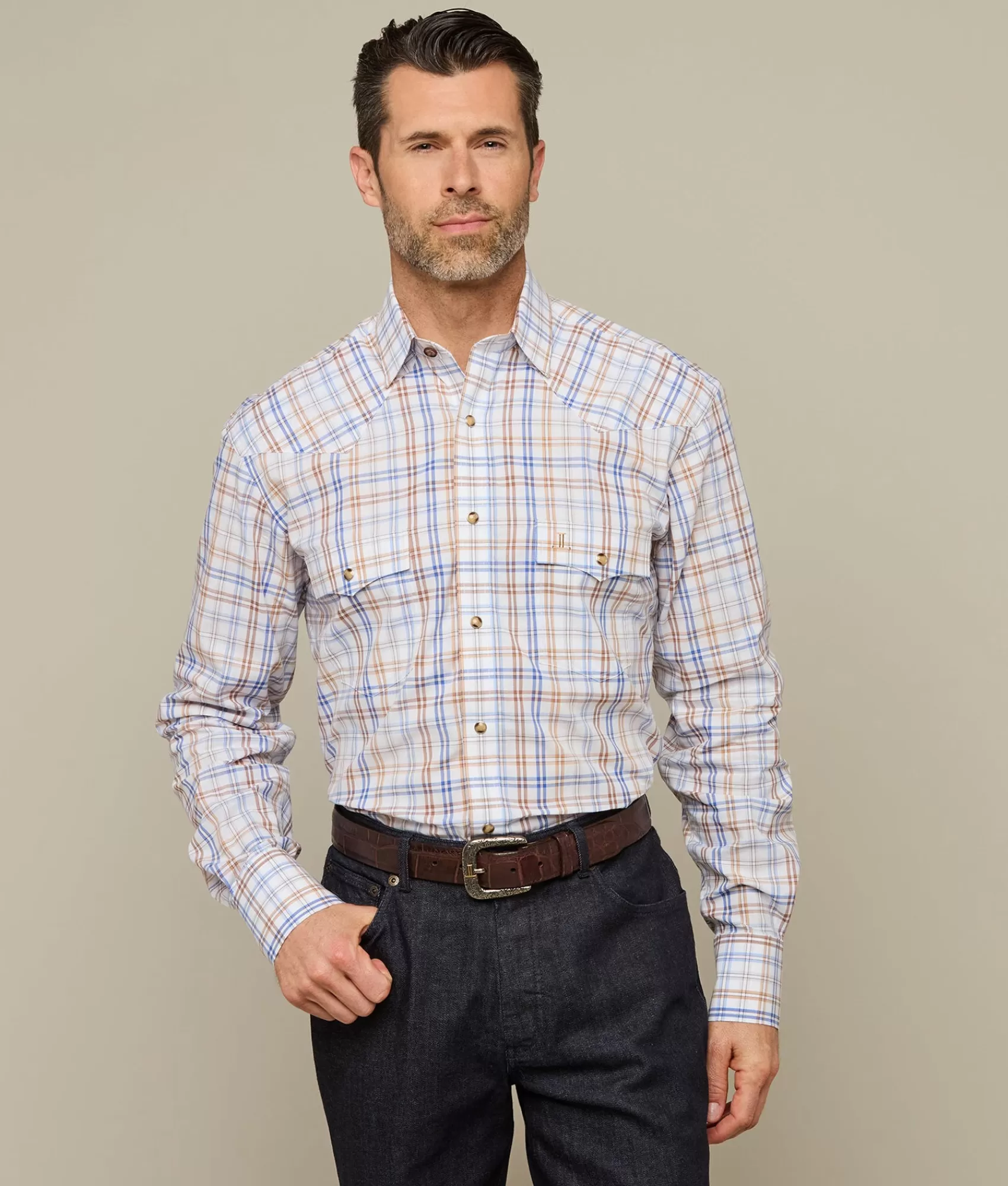 Lucchese Tops | El Paso Plaids BrownBlue