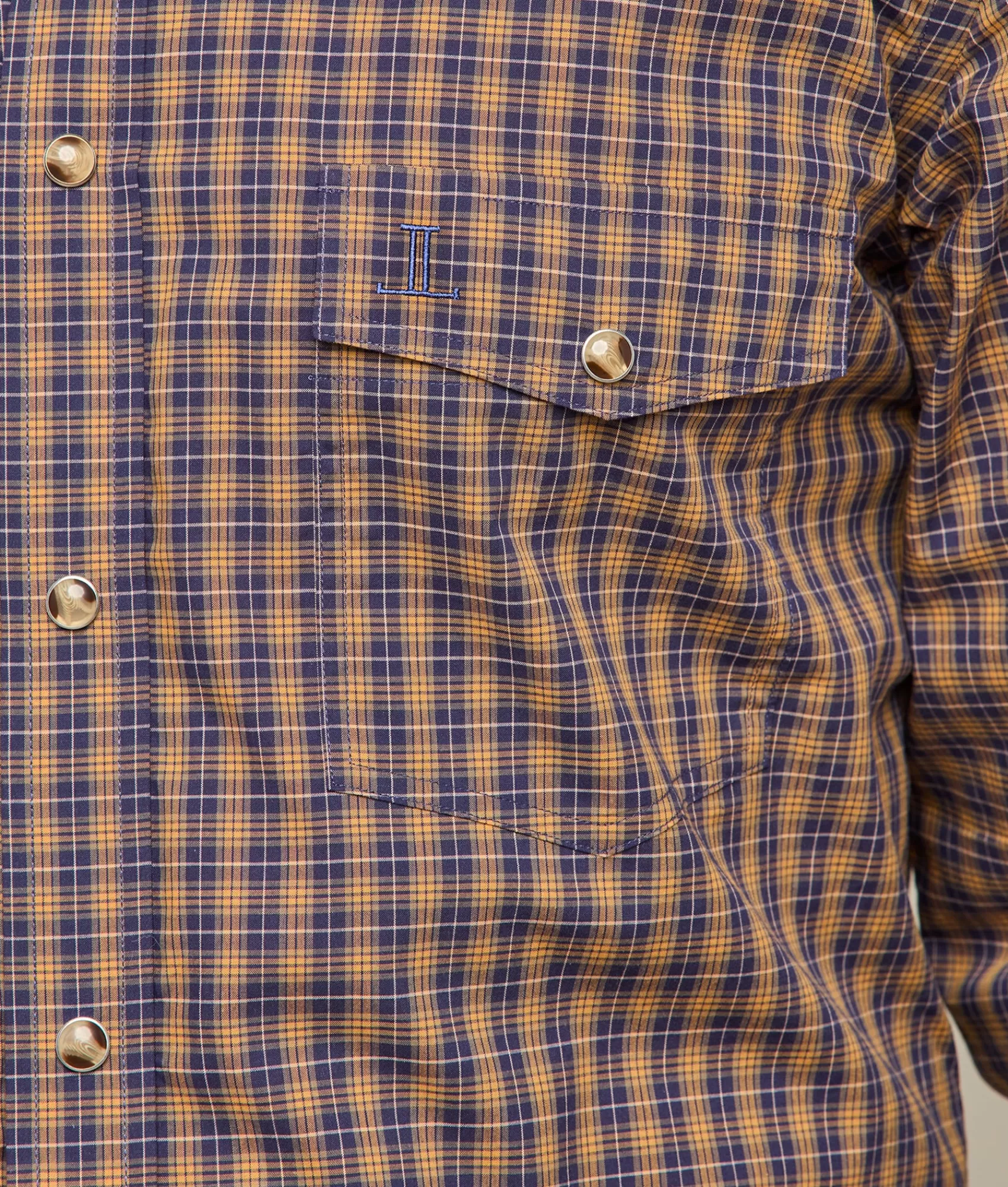 Lucchese Tops | El Paso Plaids NavyAndMustardMiniCheck