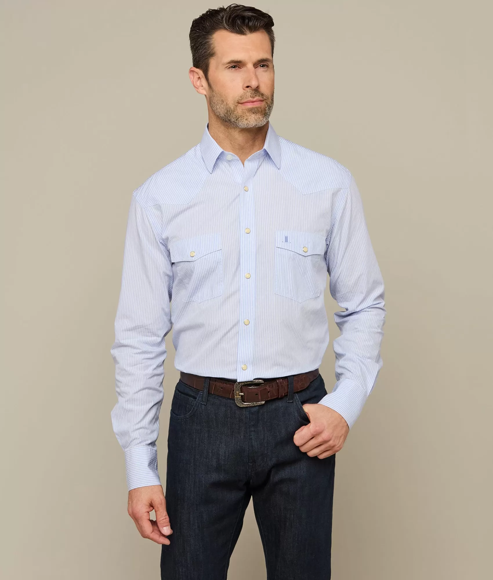 Lucchese Tops | El Paso Prints WhiteWithBlueStripe