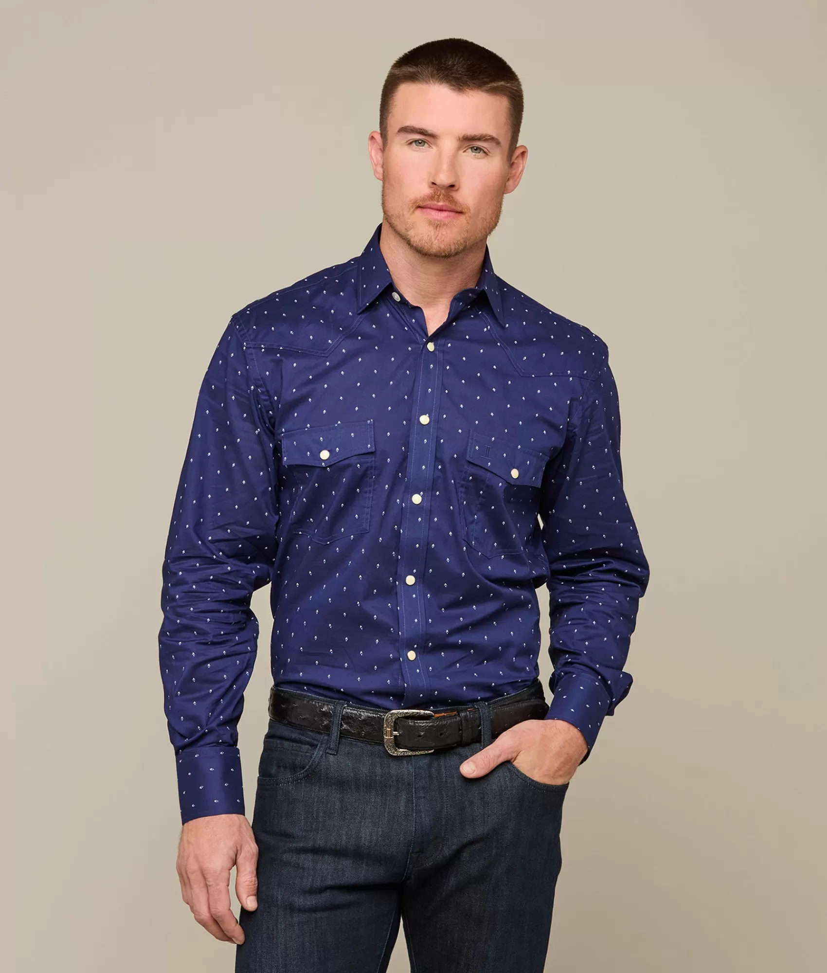 Lucchese Tops | El Paso Prints NavyMicroDot