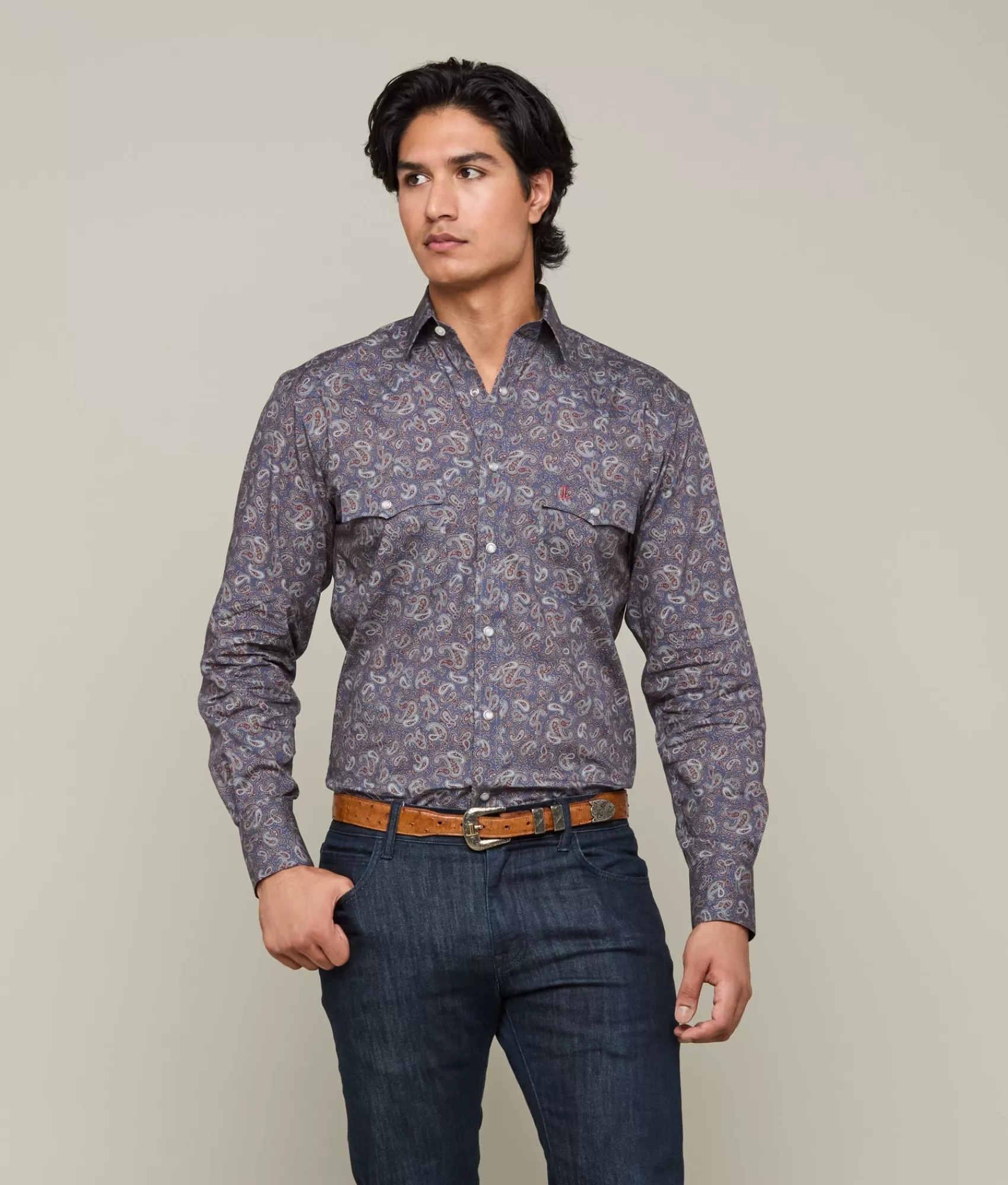 Lucchese Tops | El Paso Prints Navy