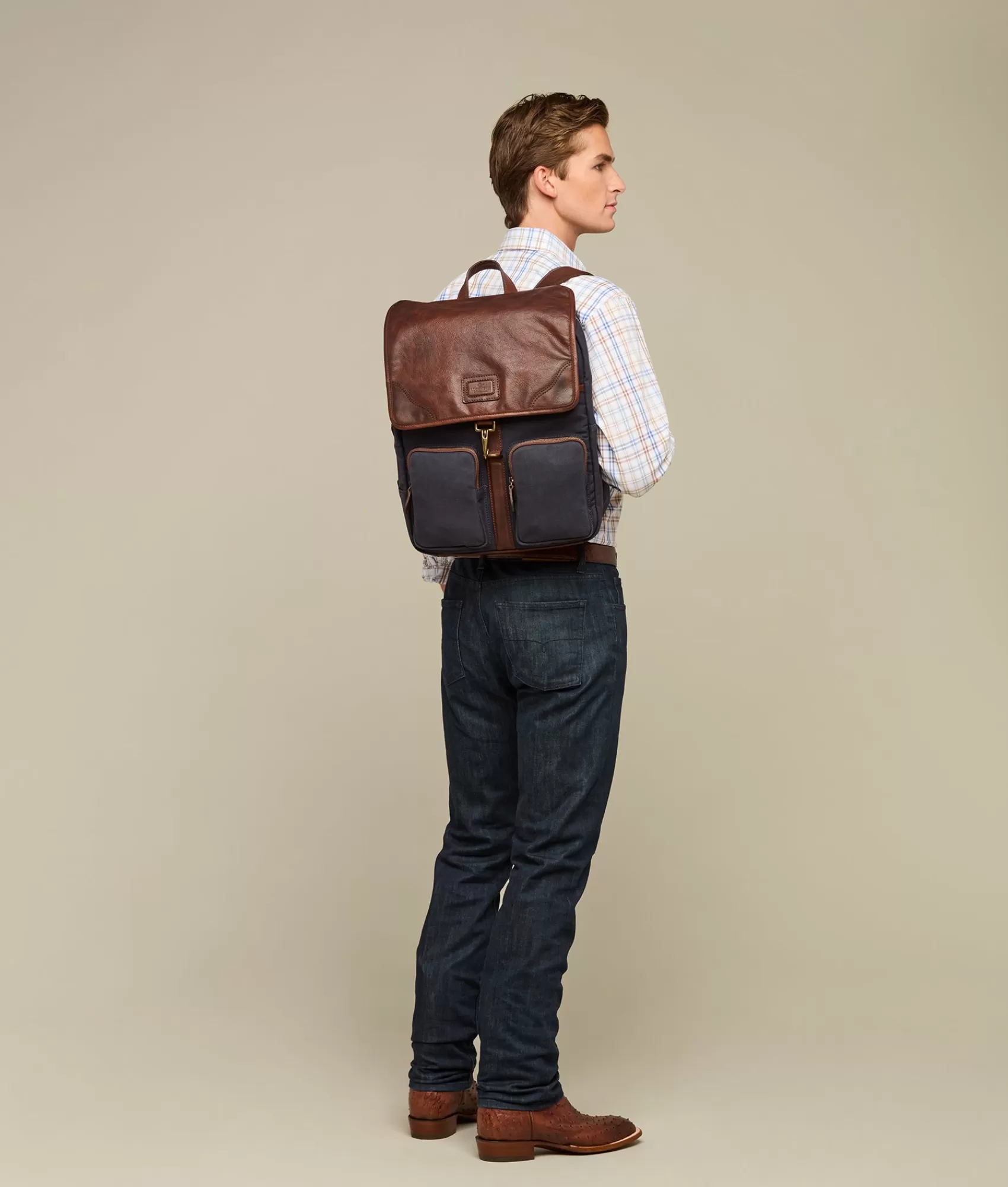 Lucchese Travel | Everyday Waxed Canvas Backpack Navy