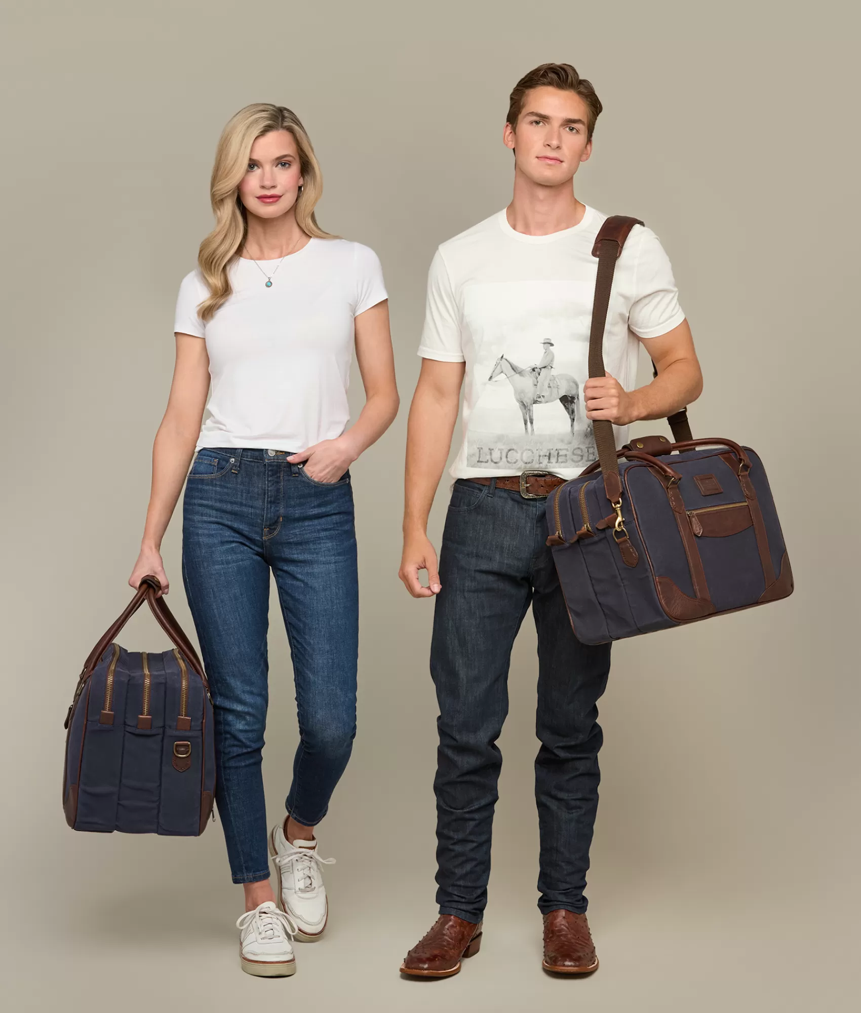 Lucchese Travel | Travel | Everyday Waxed Canvas Cowboy Bag Navy