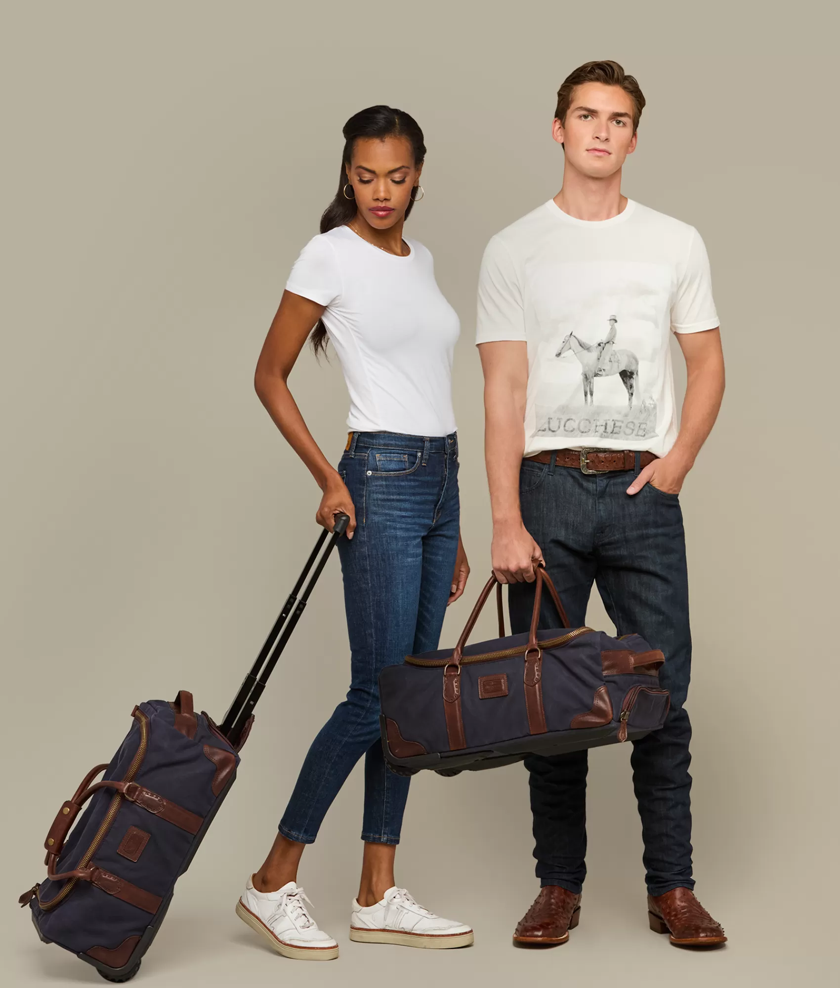 Lucchese Travel | Travel | Everyday Waxed Canvas Rolling Duffle Navy