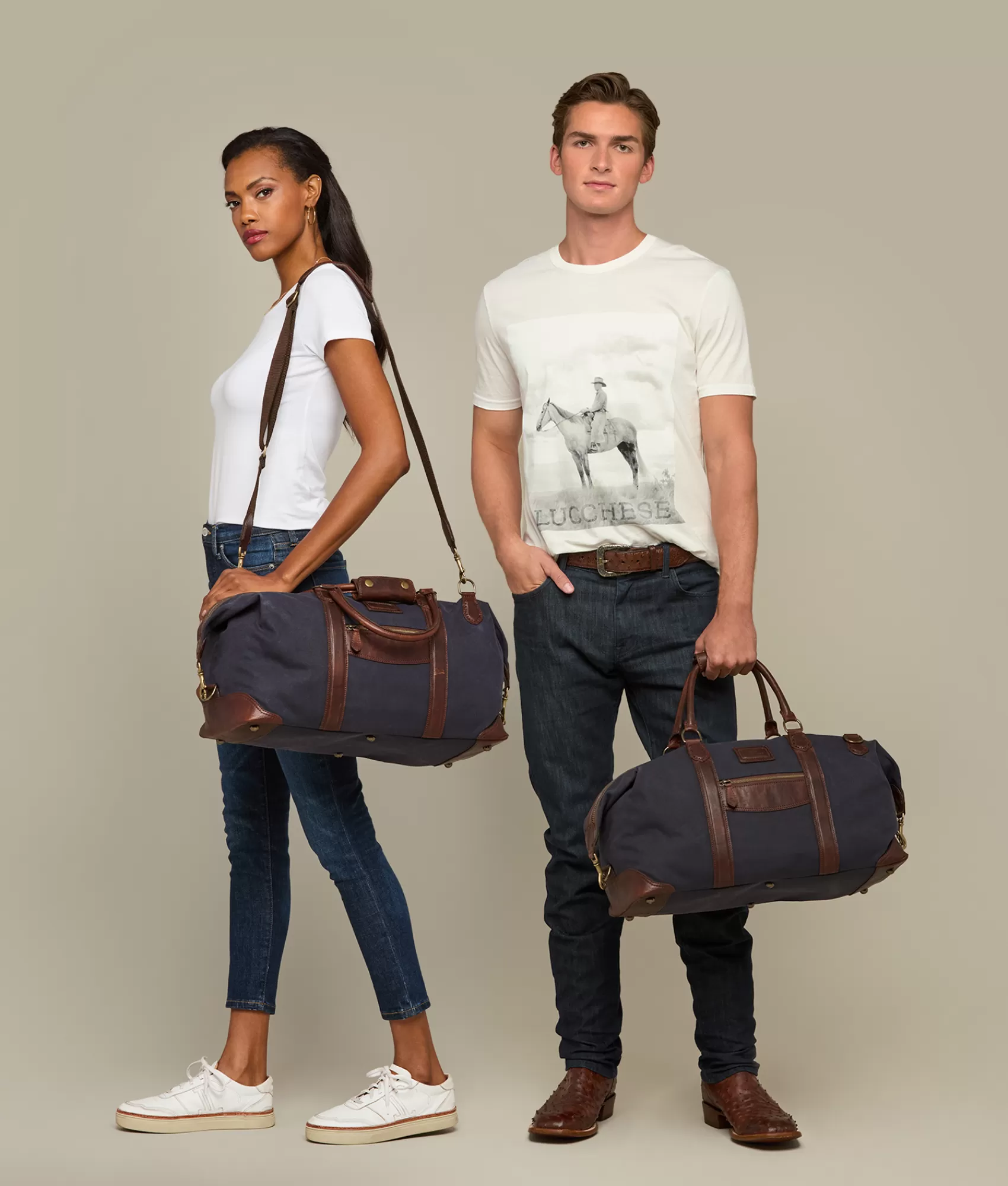 Lucchese Travel | Travel | Everyday Waxed Canvas Weekender Navy