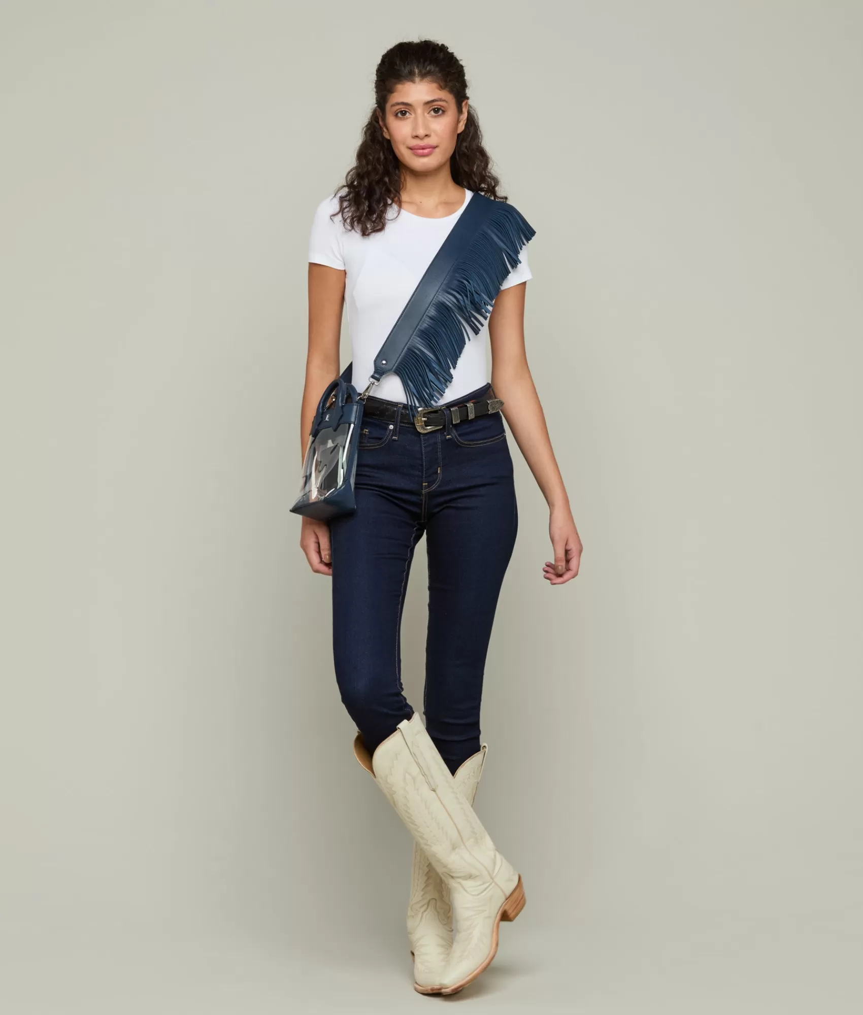 Lucchese Handbags | Fringe Handbag Strap Navy