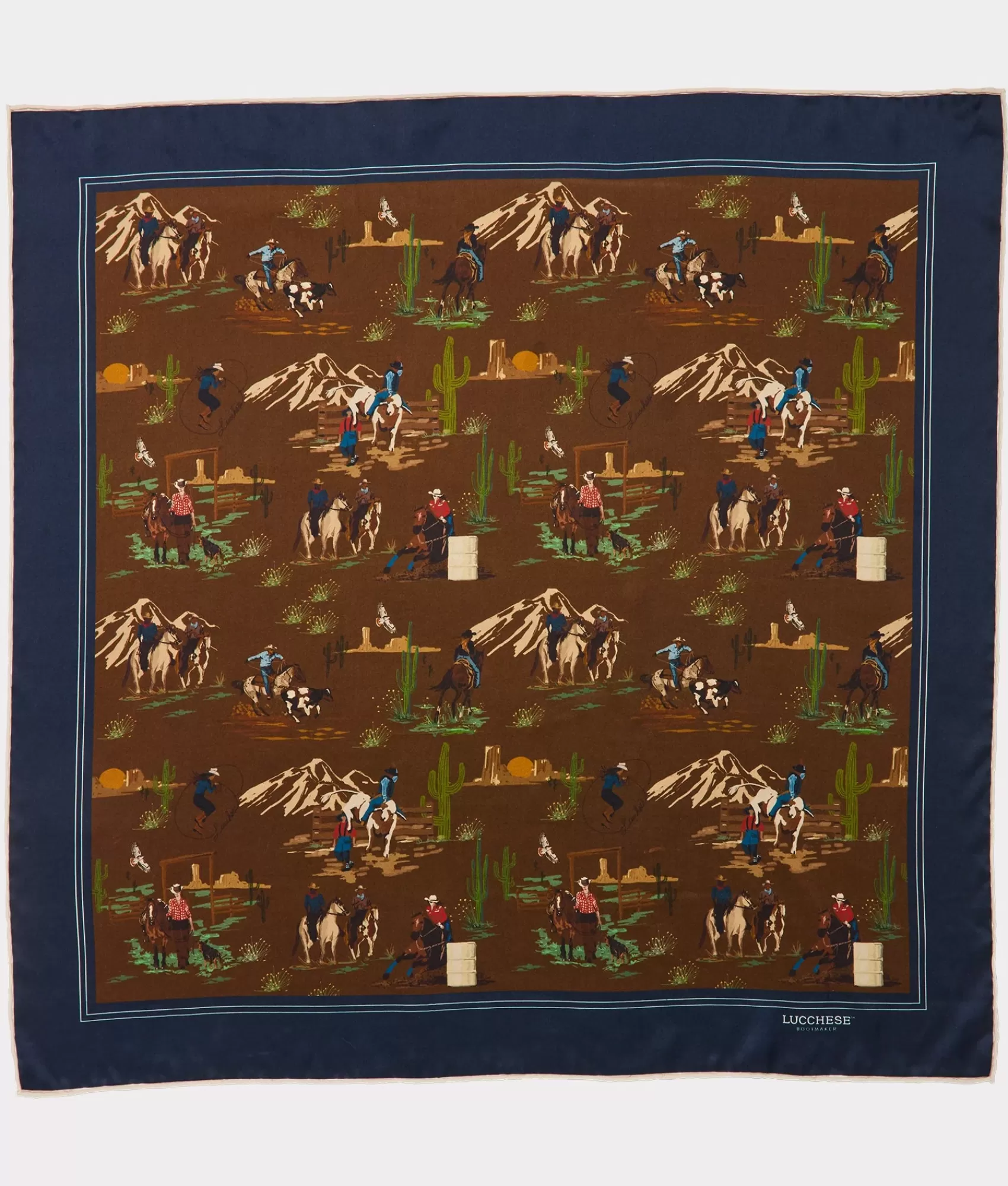 Lucchese Scarves | Scarves | Frontier Scarf Chocolate/Navy