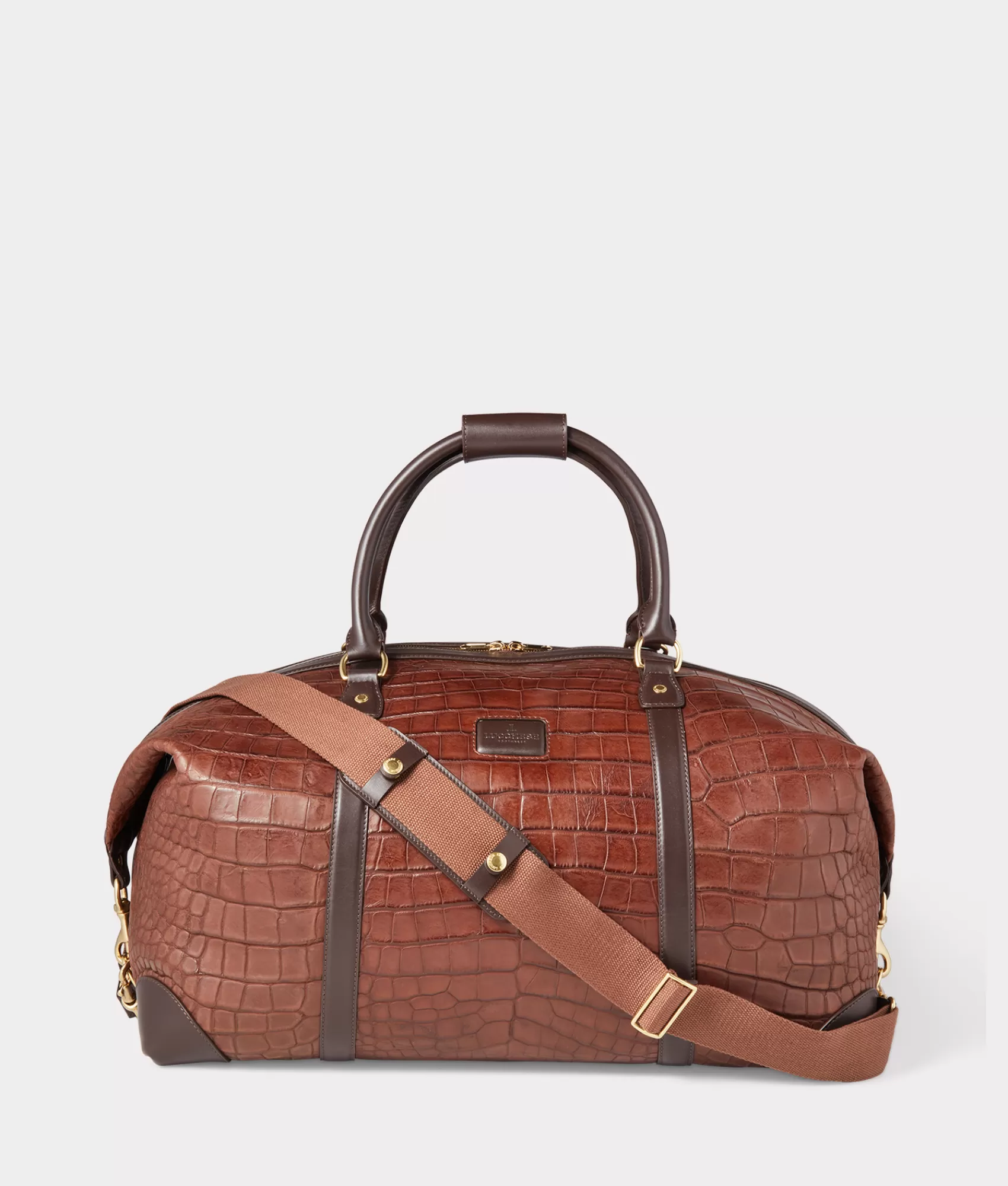 Lucchese Travel | Travel | Giant Gator Duffle – Large Chocolate