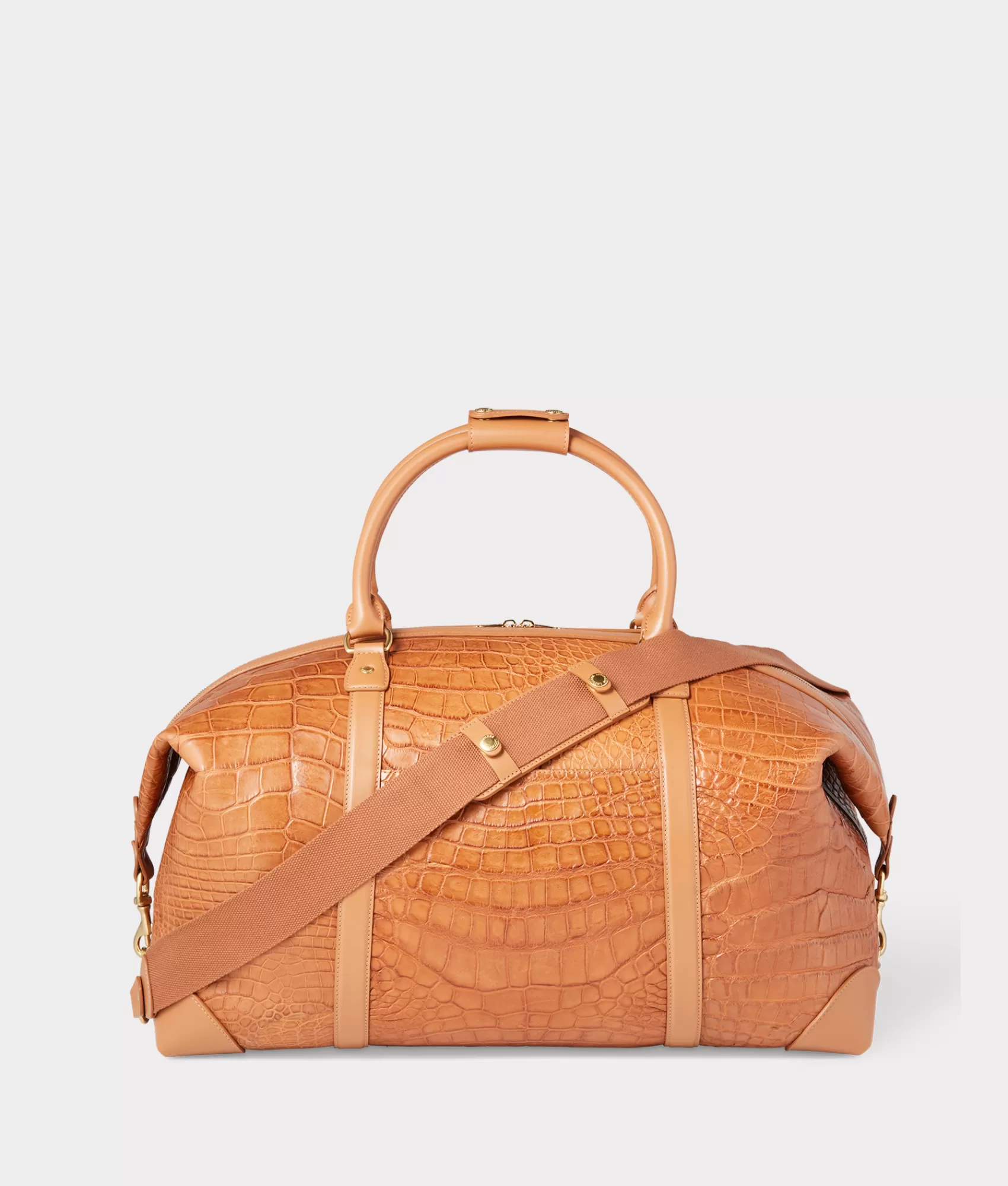 Lucchese Travel | Travel | Giant Gator Duffle - Large Cognac/KangaTobac
