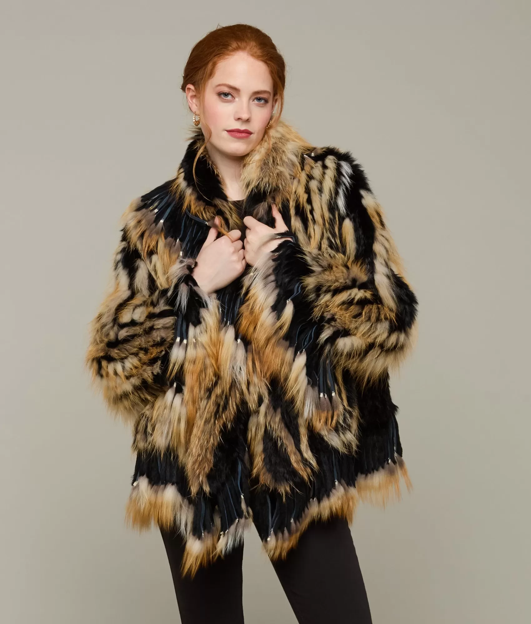 Lucchese Furs | Outerwear | Knitted Raccoon Fringe Jacket Black