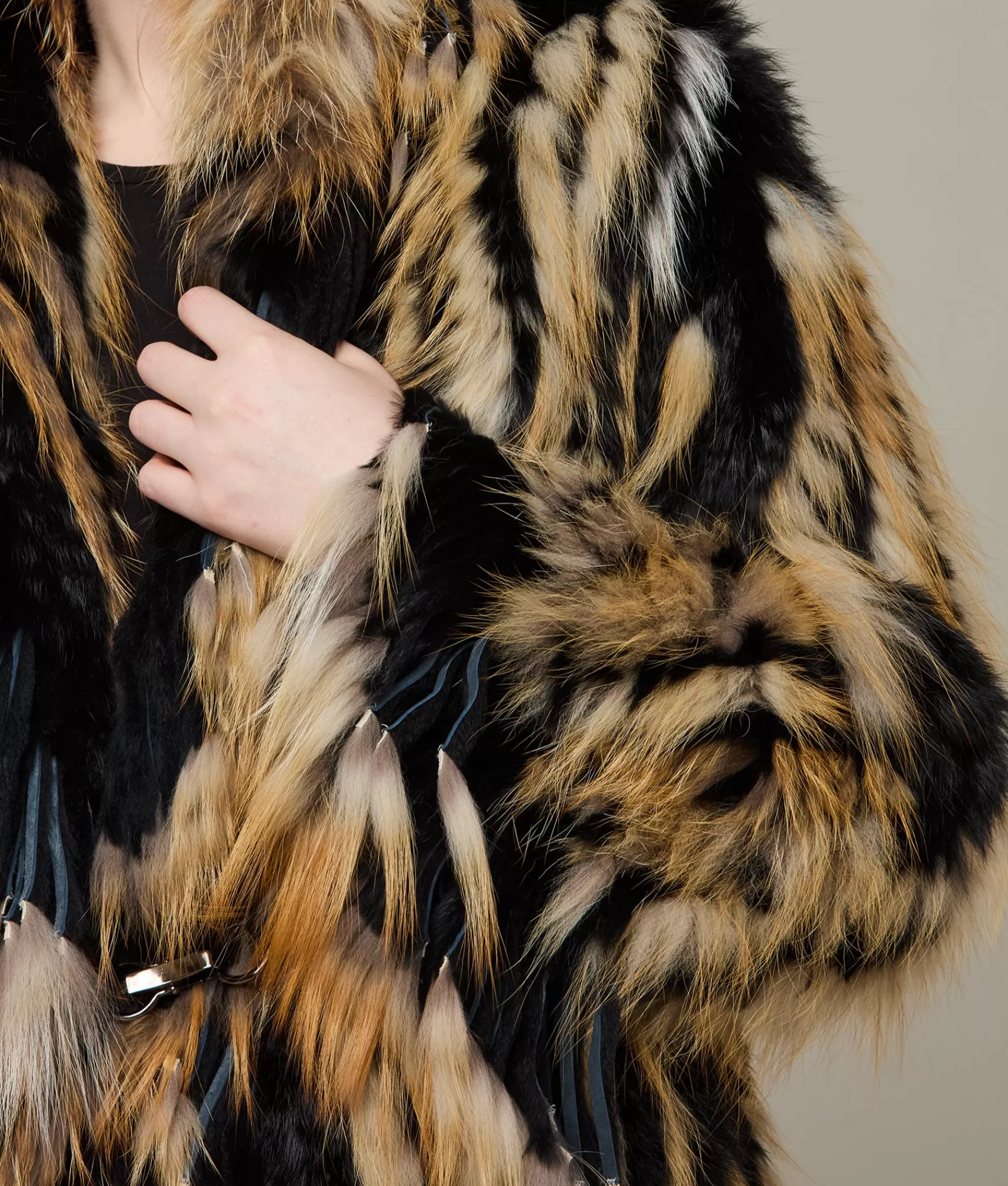 Lucchese Furs | Outerwear | Knitted Raccoon Fringe Jacket Black