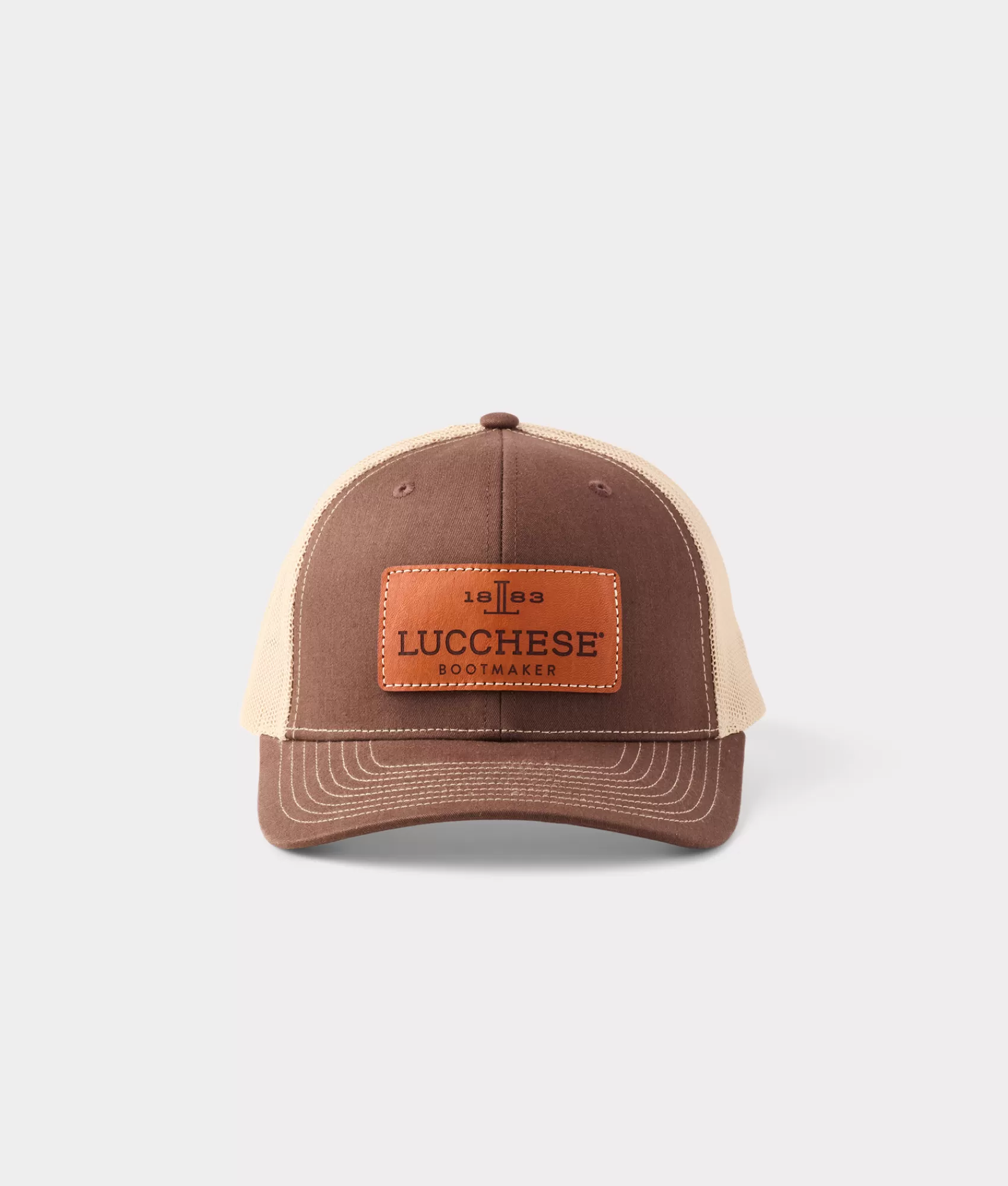 Lucchese Headwear | Headwear | Leather Patch Cap Brown+Khaki