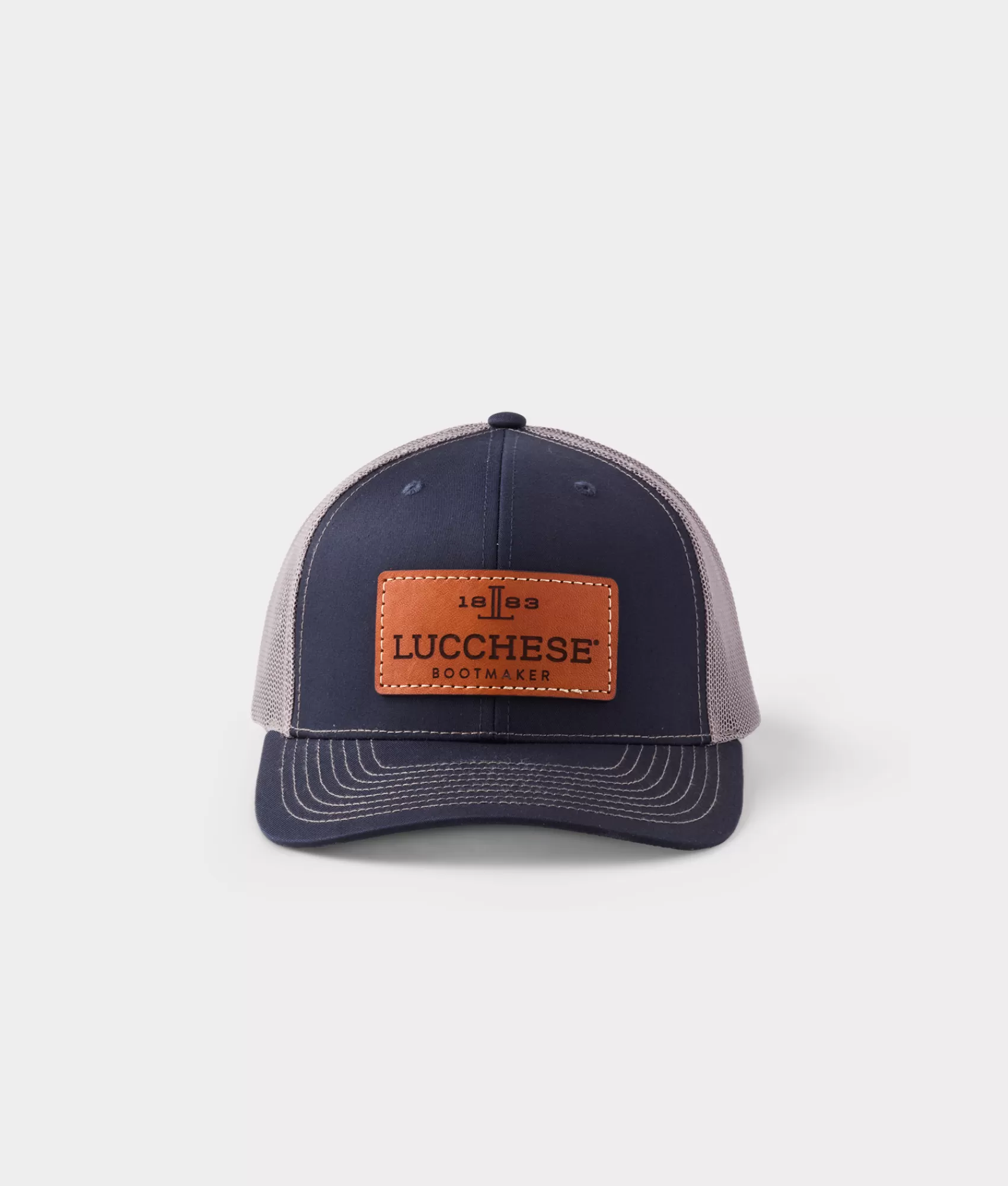 Lucchese Headwear | Headwear | Leather Patch Cap Navy+Charcoal