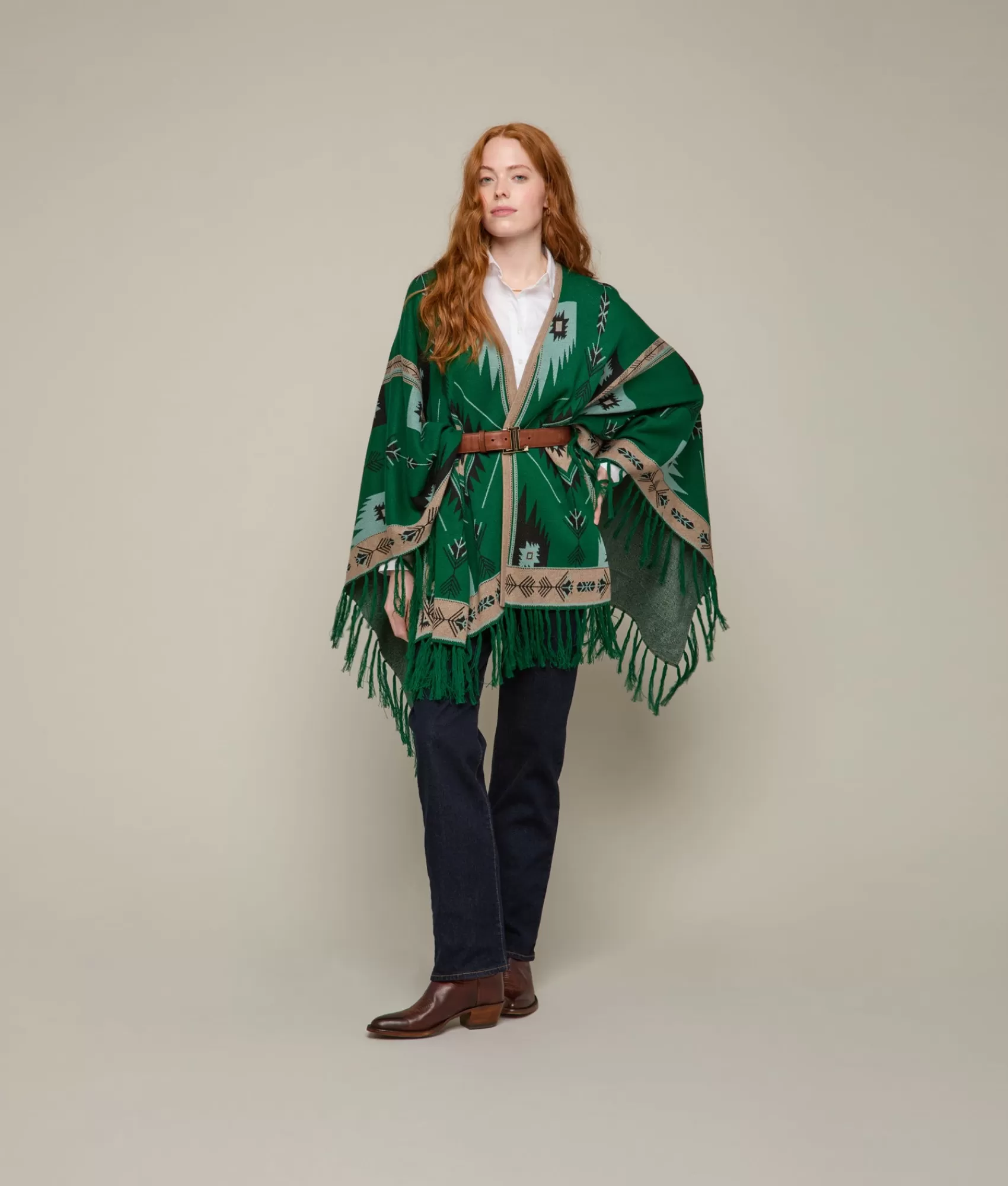 Lucchese Capes | Outerwear | Lightweight Alpaca Cape Emerald