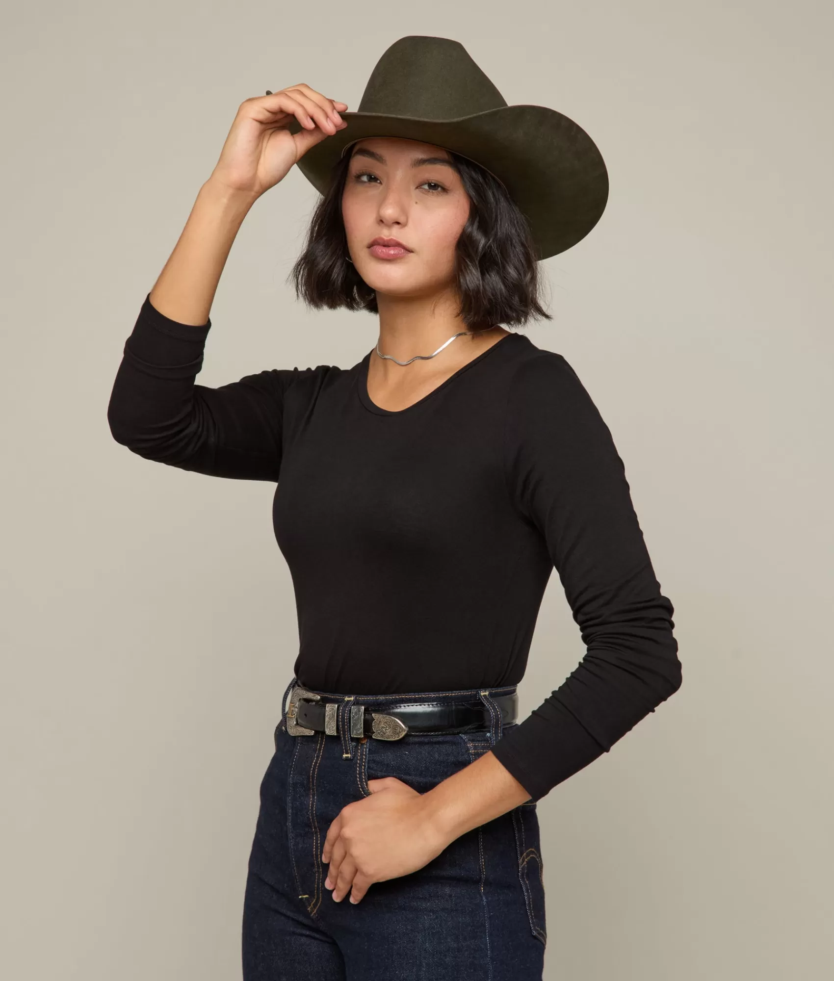 Lucchese Tops | Long Sleeve Soft Touch Tee Black