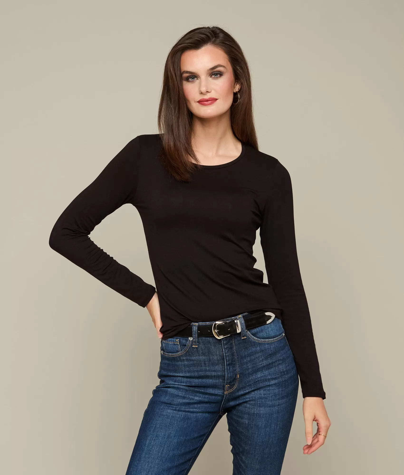 Lucchese Tops | Long Sleeve Soft Touch Tee Black
