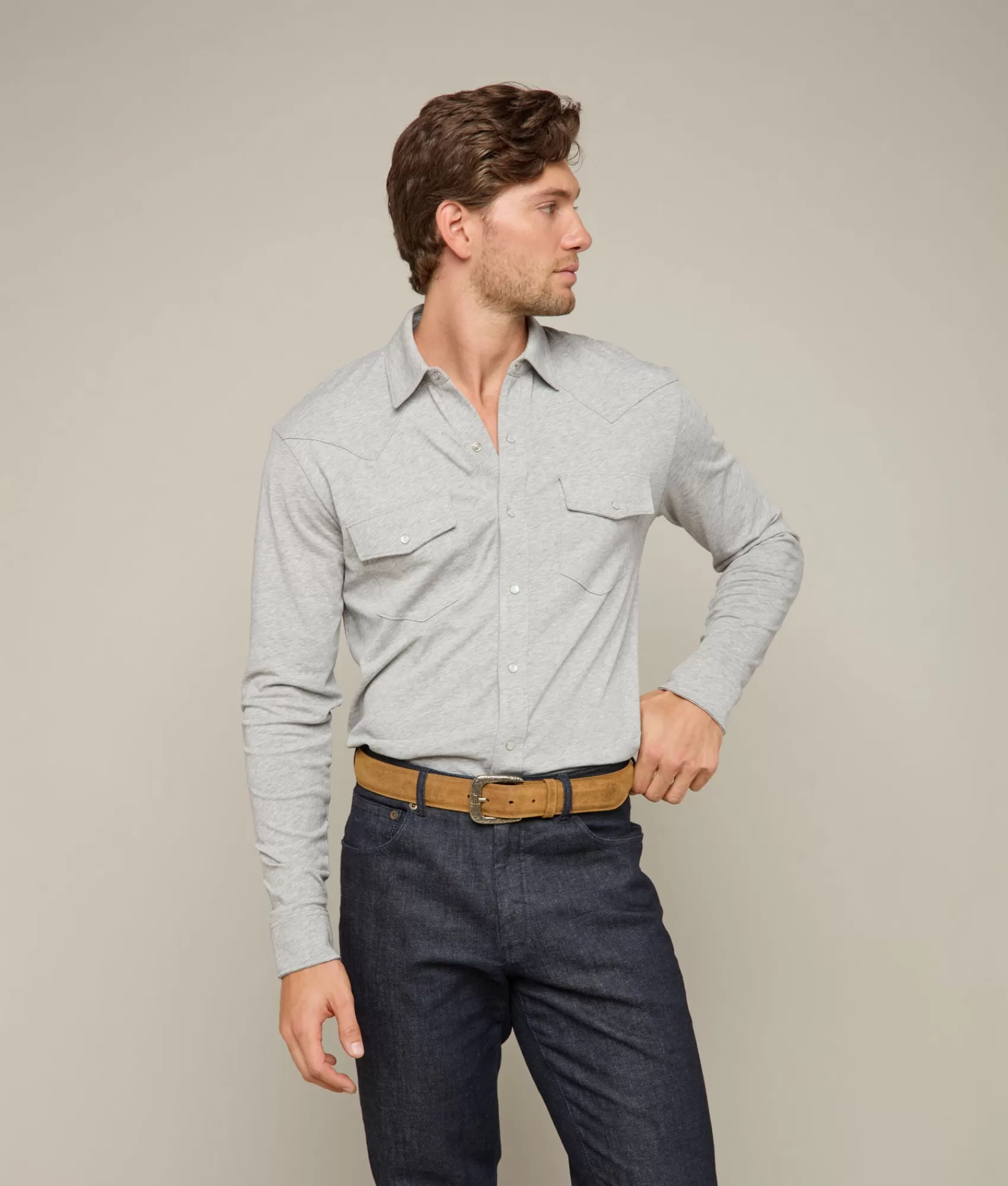 Lucchese Tops | Long Sleeve Western Knit Top HeatherGrey
