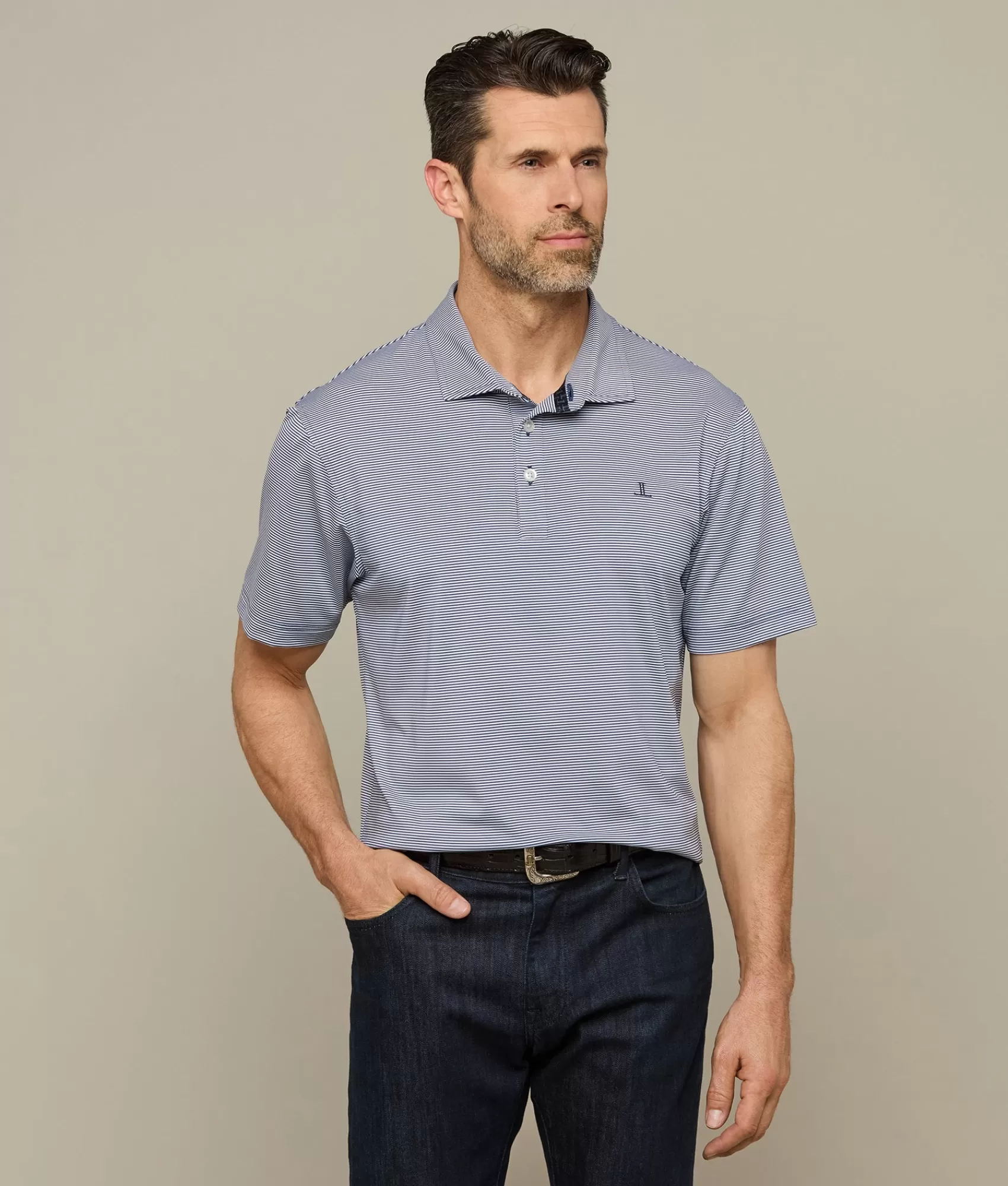 Lucchese Tops | Golf Polo Navy/White
