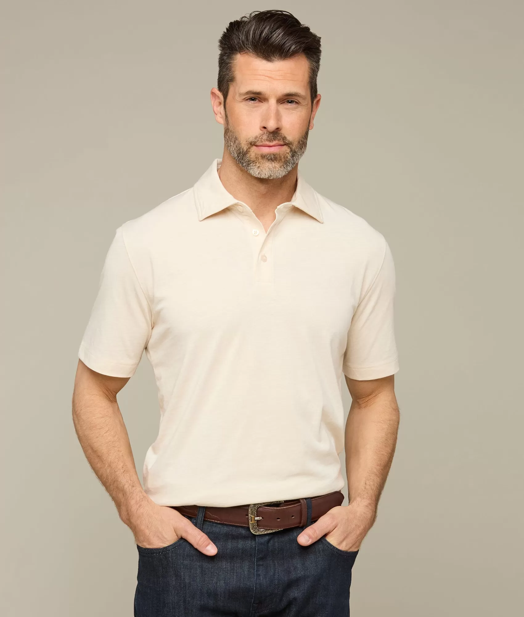 Lucchese Tops | Pima Blend Polo Cream