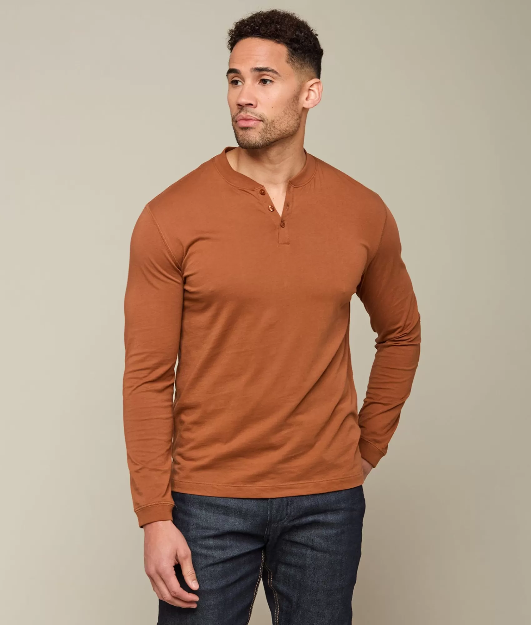 Lucchese Tops | Pima Cotton Henley BrickRed