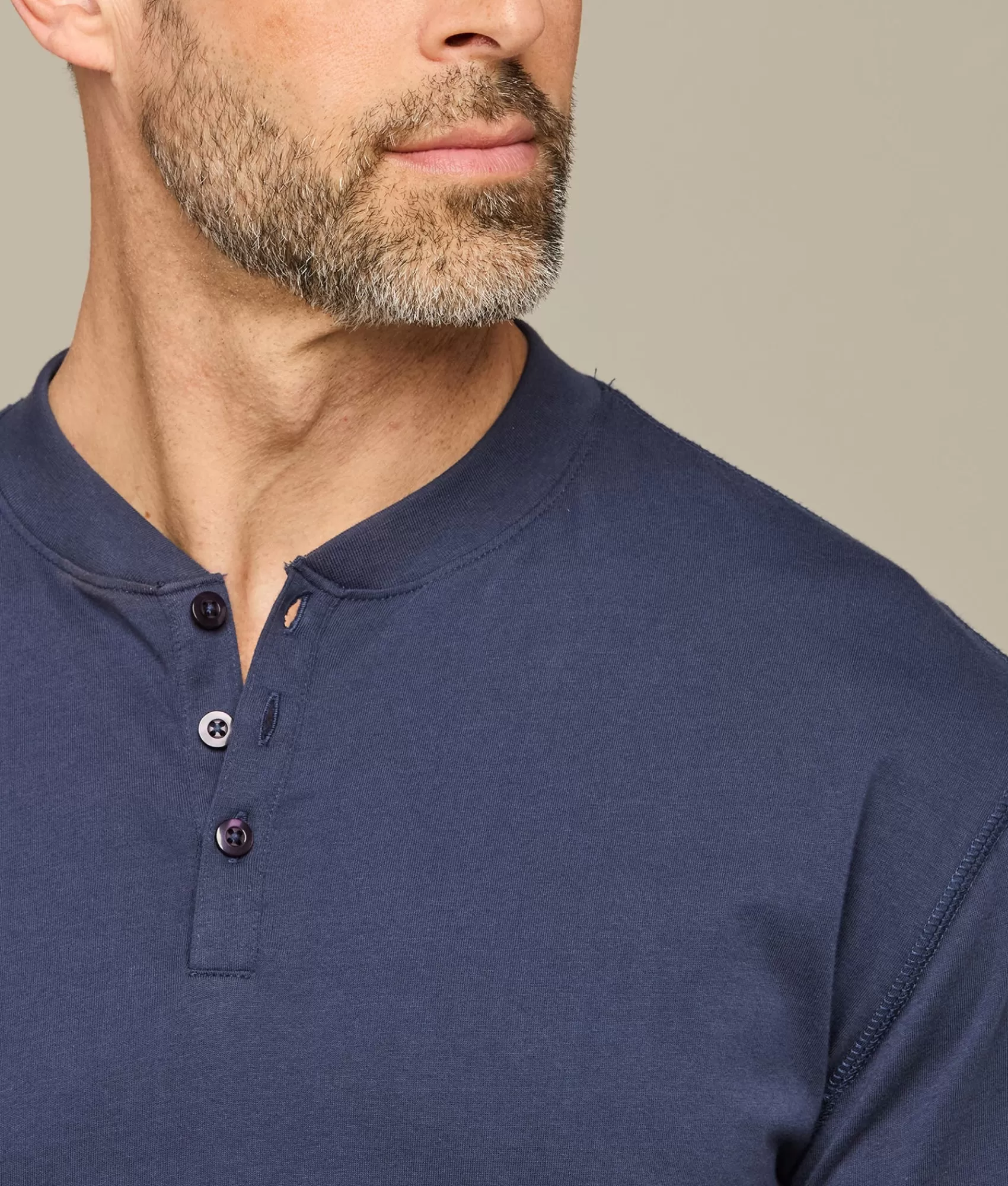 Lucchese Tops | Pima Cotton Henley Navy