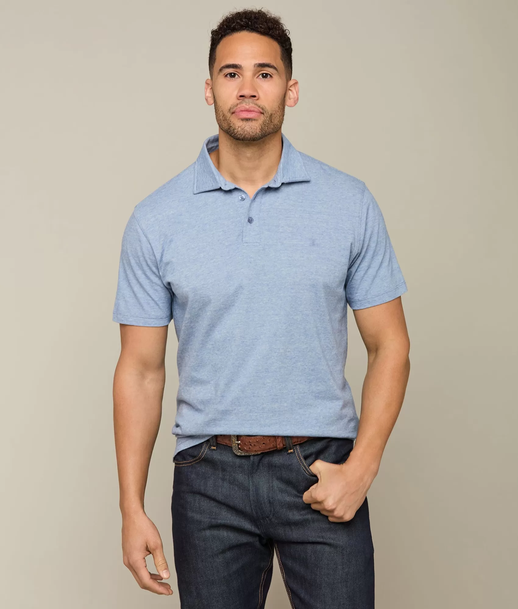Lucchese Tops | Pima Cotton Polo Blue