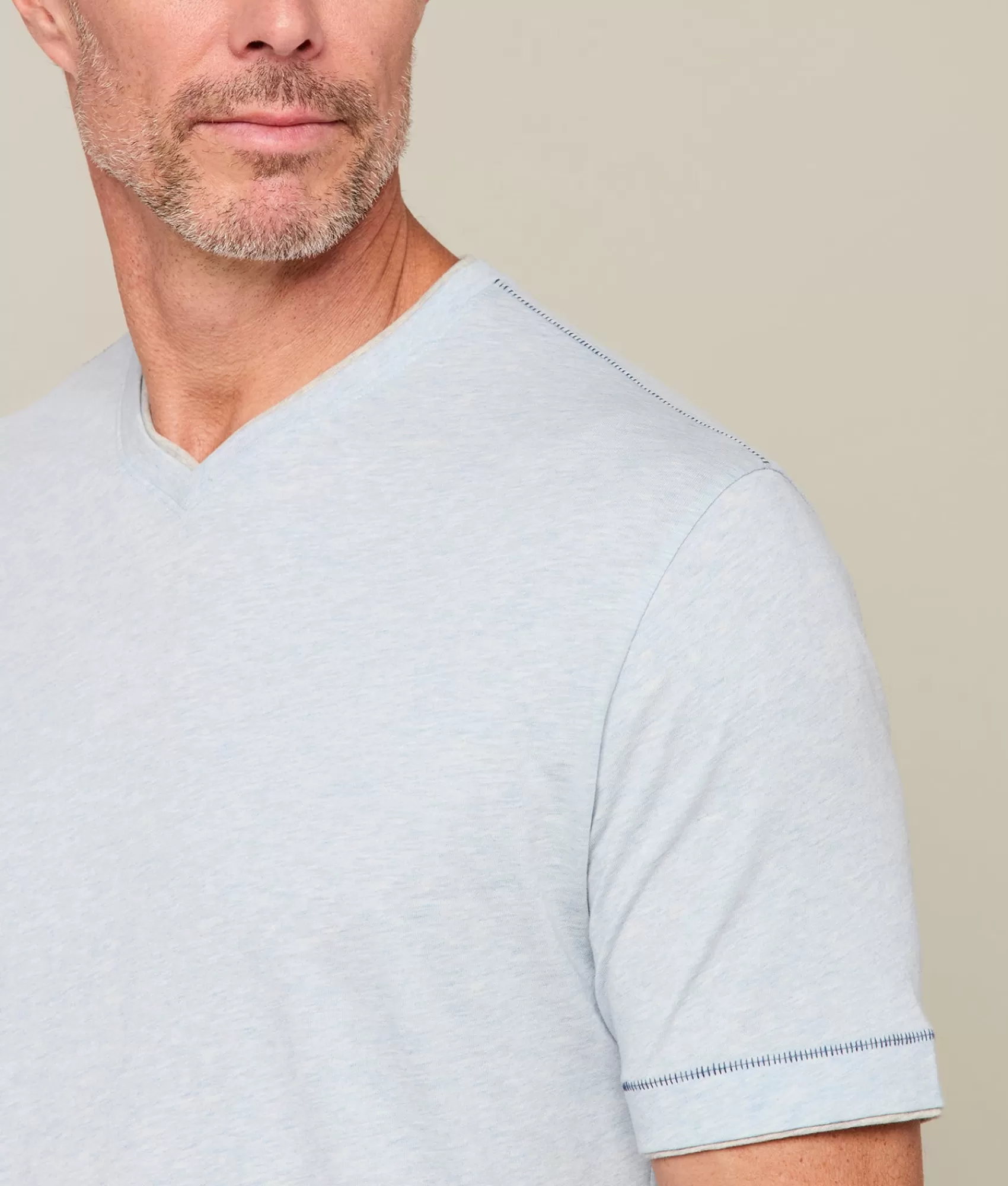 Lucchese Tops | Pima Cotton V-Neck LightBlue