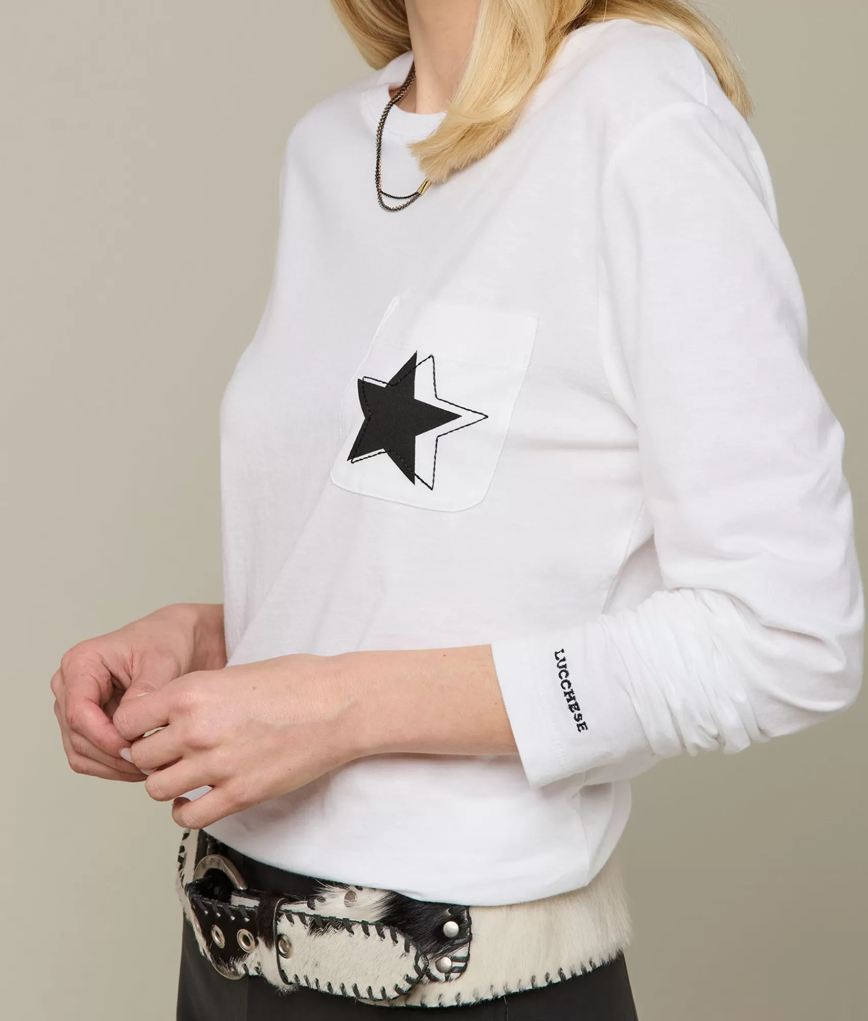 Lucchese Tops | Star Pocket Tee White