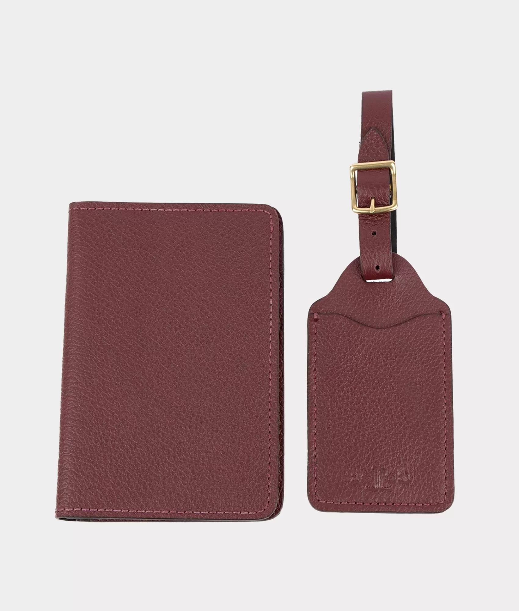 Lucchese Small Leather Goods | Luggage Tag Passport Duo Bordeaux