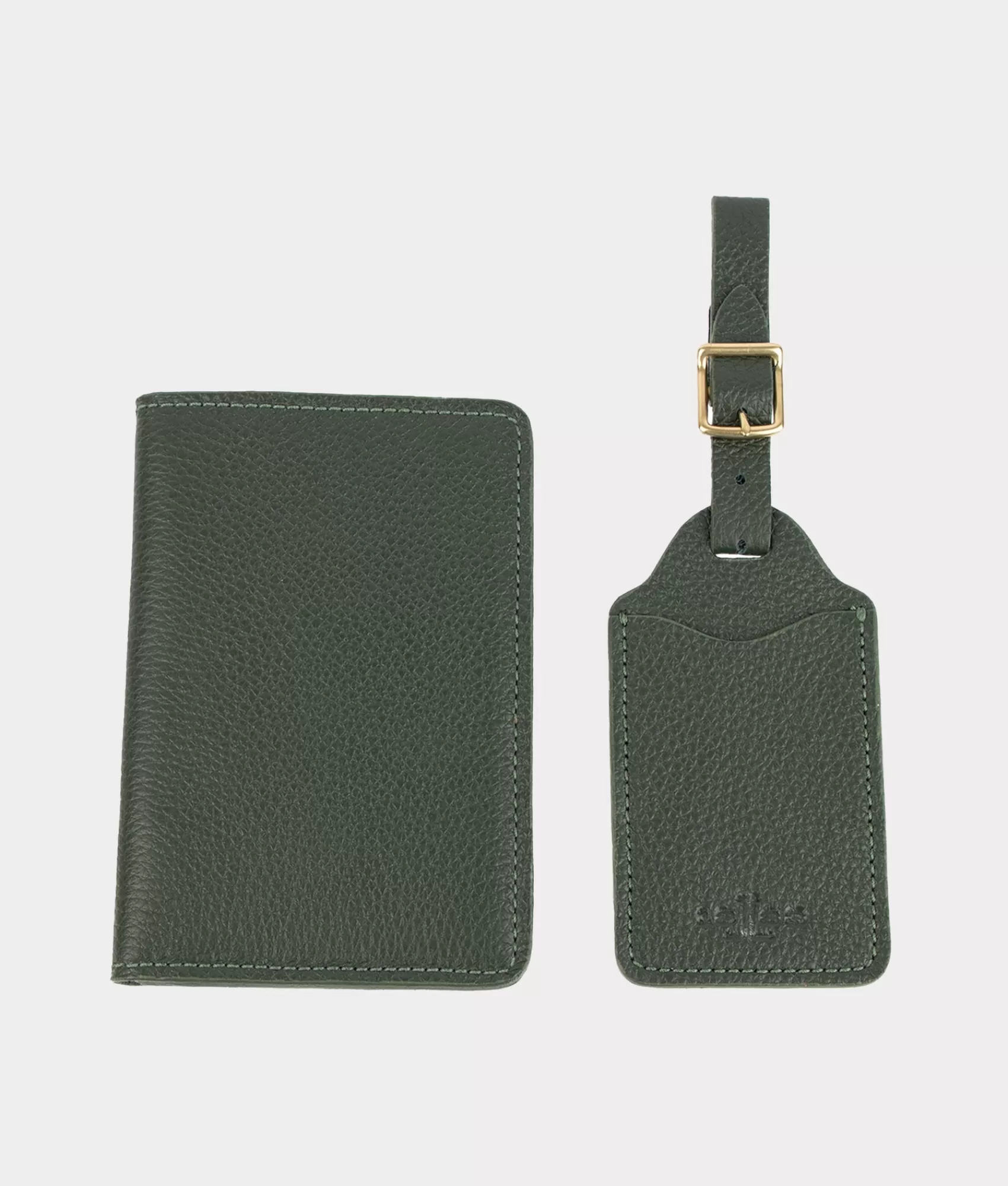 Lucchese Small Leather Goods | Luggage Tag Passport Duo LodenGreen