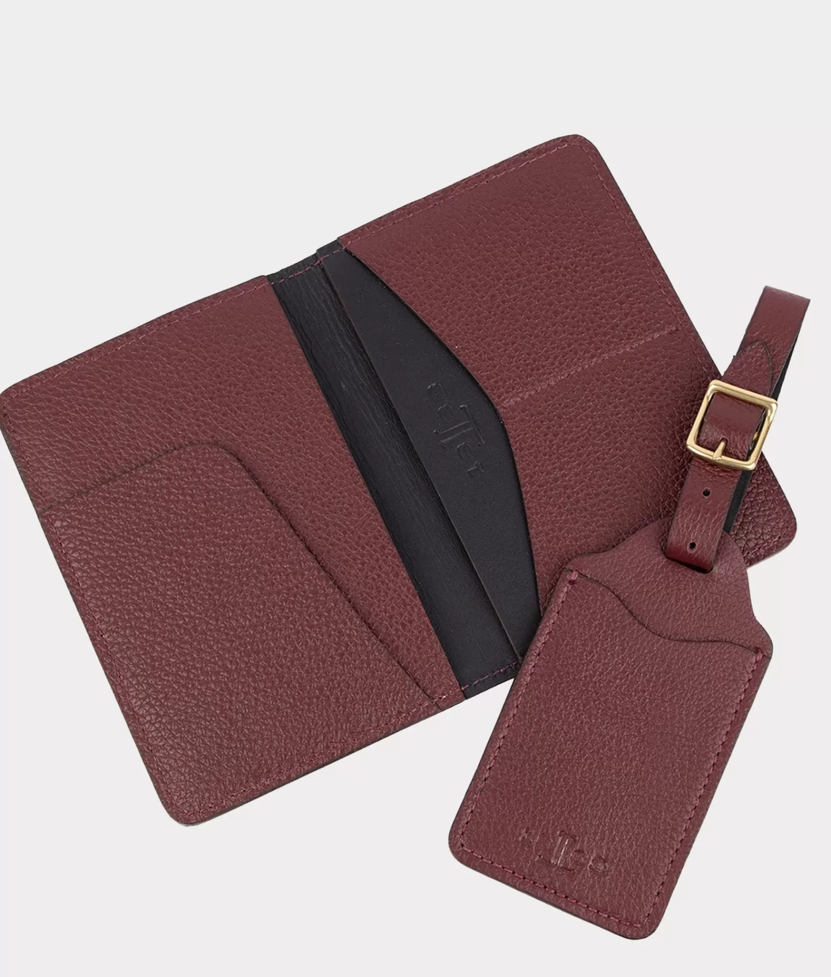 Lucchese Small Leather Goods | Luggage Tag Passport Duo Bordeaux
