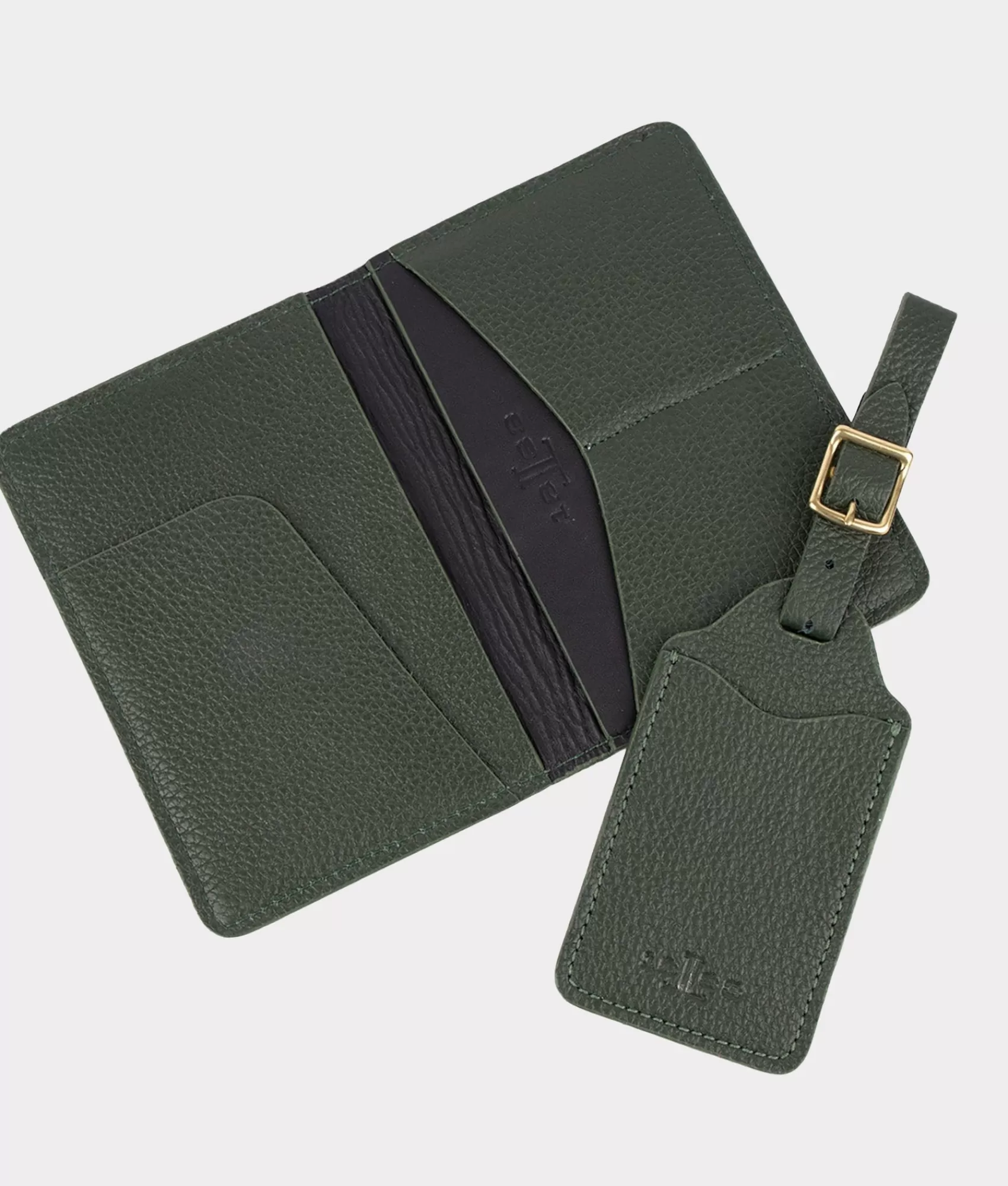 Lucchese Small Leather Goods | Luggage Tag Passport Duo LodenGreen