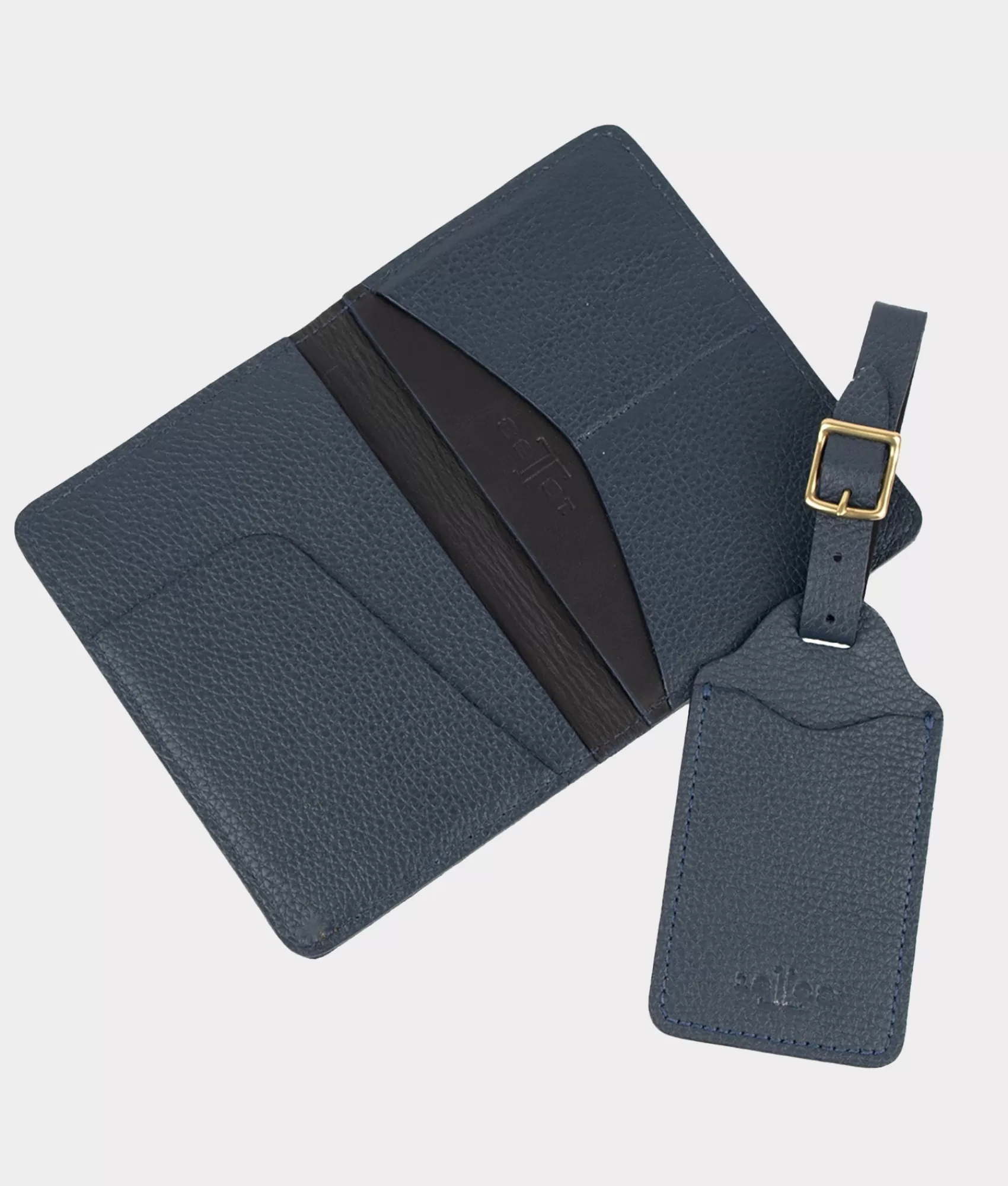 Lucchese Small Leather Goods | Luggage Tag Passport Duo NavyBlue